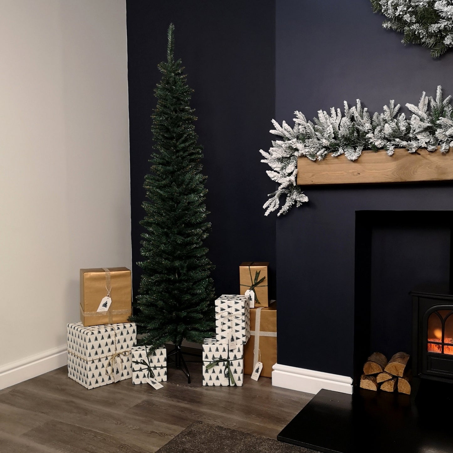 6.5ft (2m) Pencil Style Slim Artificial Christmas Tree in Green