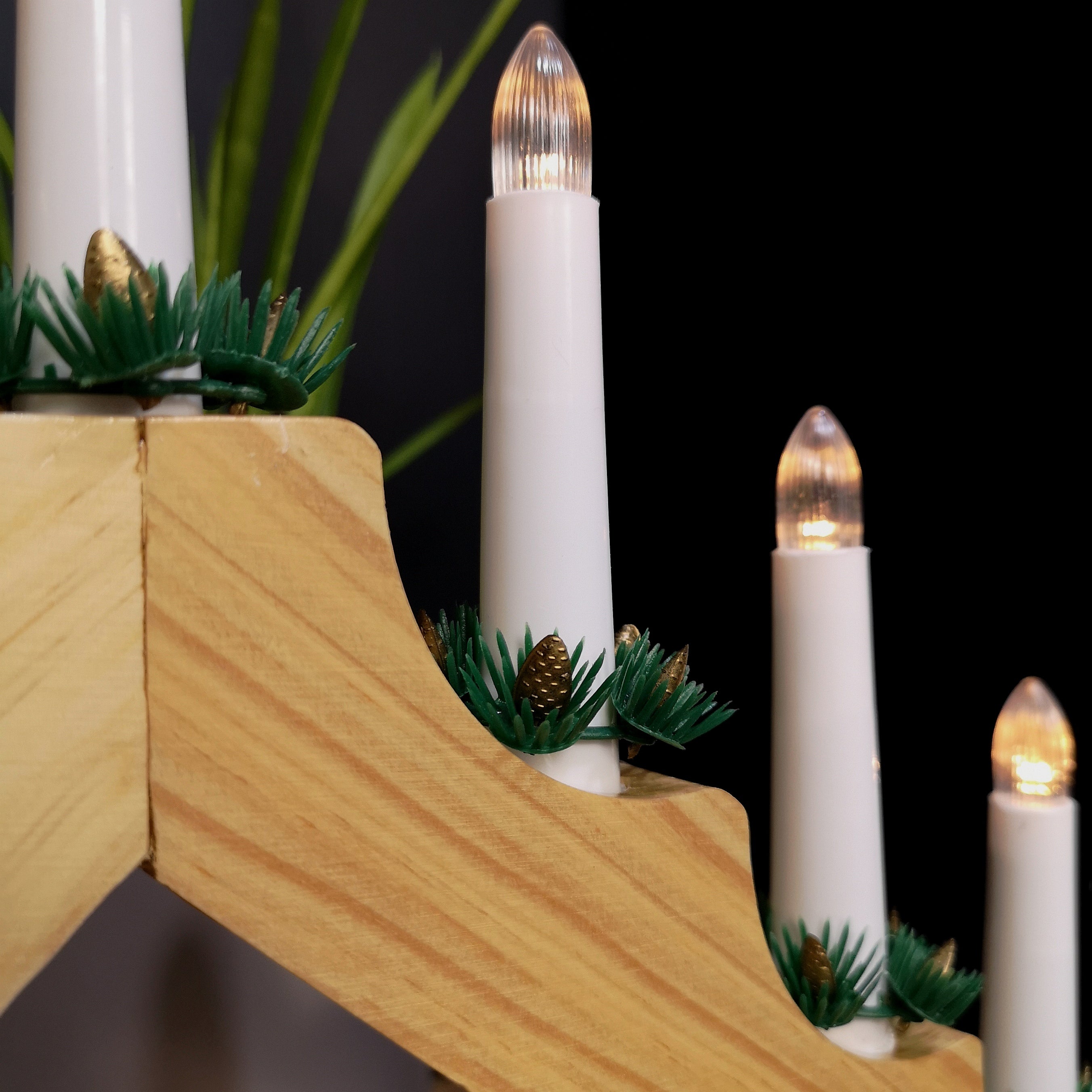 29cm Battery Operated 7 LED Wooden Candle Bridge Christmas Decoration
