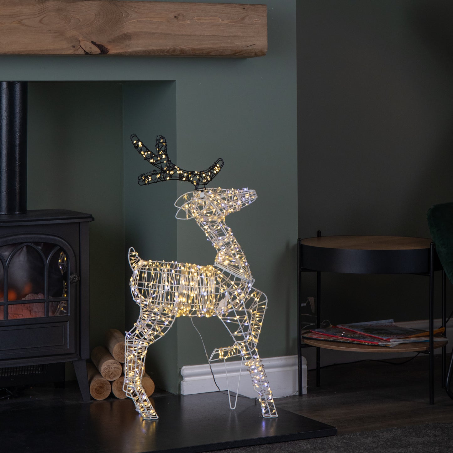 80cm Light up FlexiBrights Christmas Reindeer with 950 White and Warm White LEDs