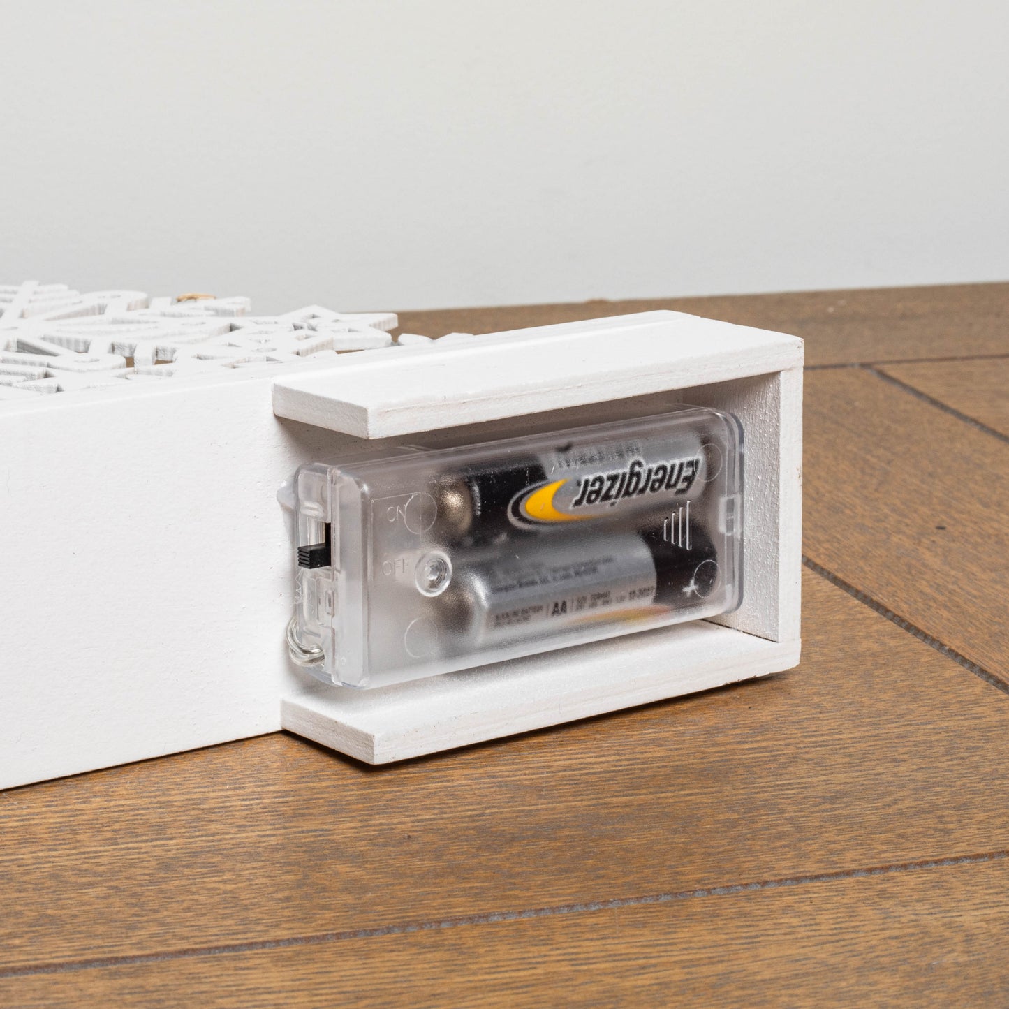 45cm Battery Operated White Wooden Snowflake Arch & Christmas Trees with 10 Warm White LEDs