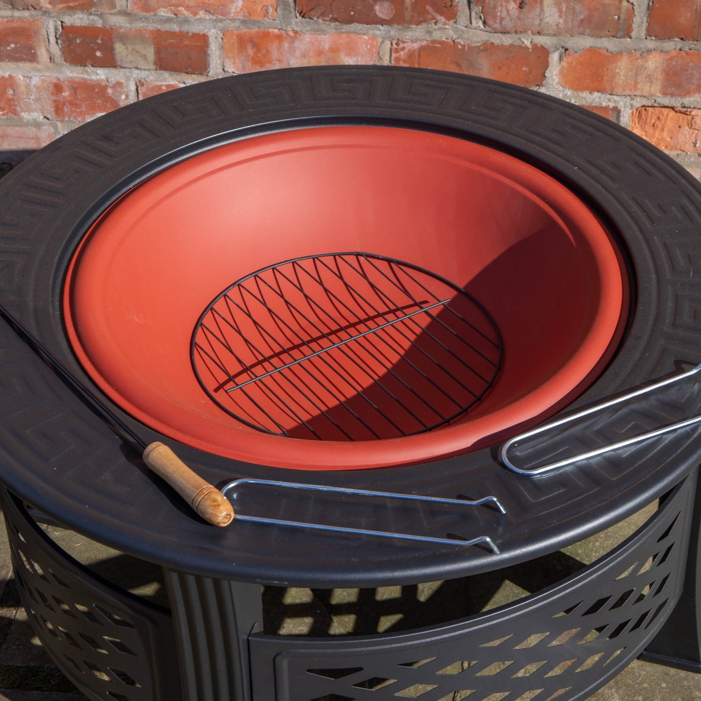 Samuel Alexander 80x58cm Black Steel Garden Patio Firepit Heater BBQ with Cover