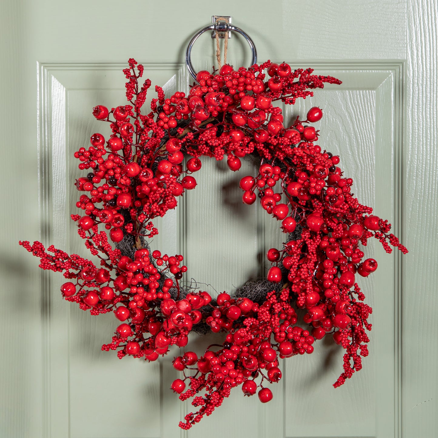 60cm Hanging Red Berry Burst Christmas Wreath