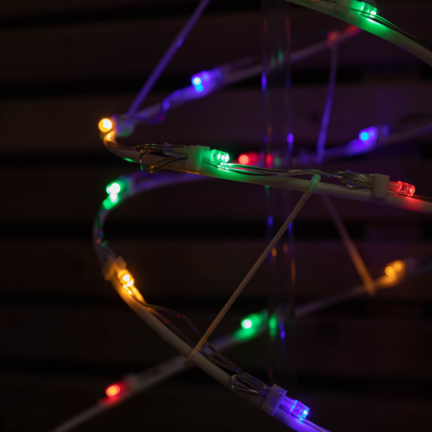 45cm Set of 4 Light up White Spiral Christmas Tree Garden Path Lights with 100 Multi-Coloured LEDs