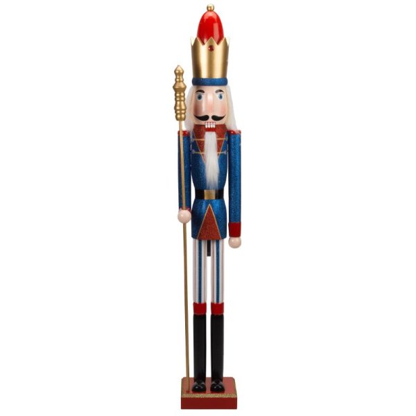 1.6m Indoor Traditional Wooden Christmas Nutcracker Decoration in Blue