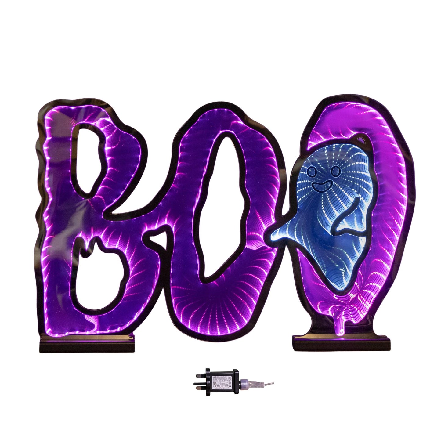 60cm Light up Halloween BOO Infinity Decoration with Pink and White LEDs