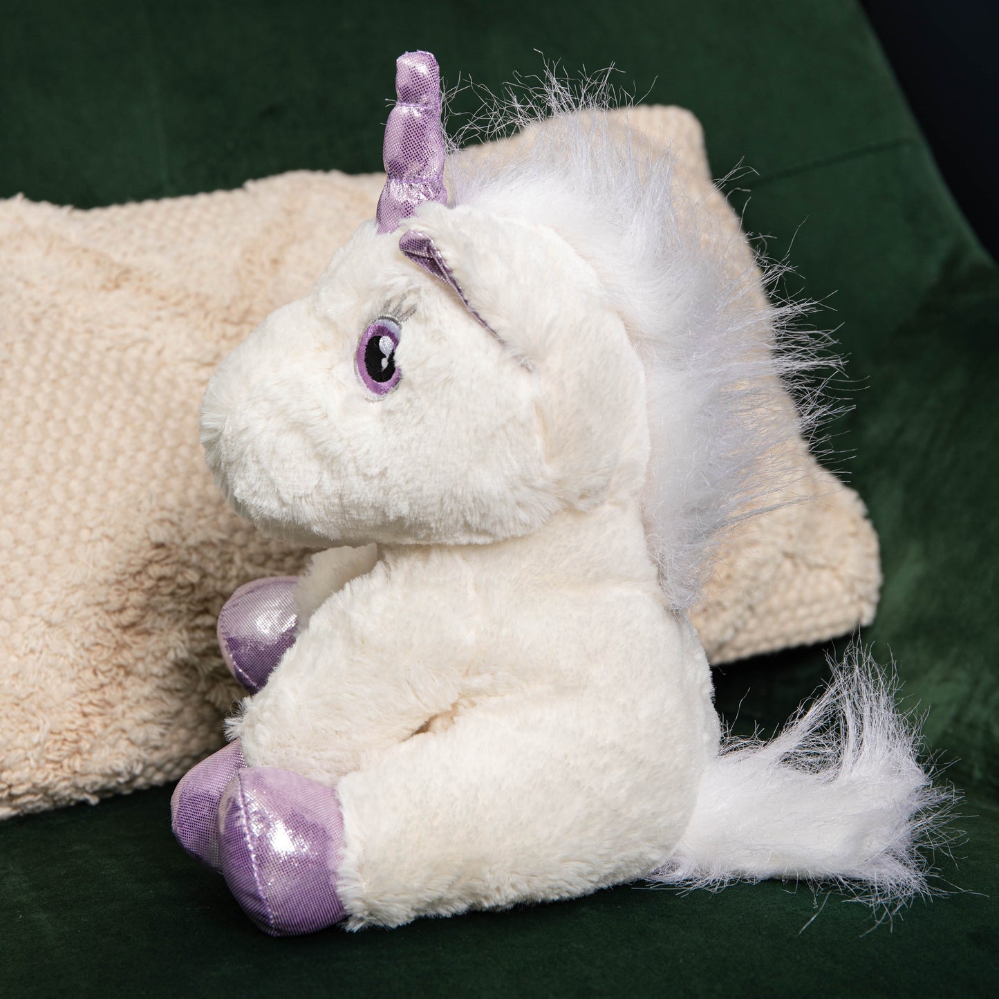 24cm Plush White Unicorn with Sparkly Purple Horn and Hooves