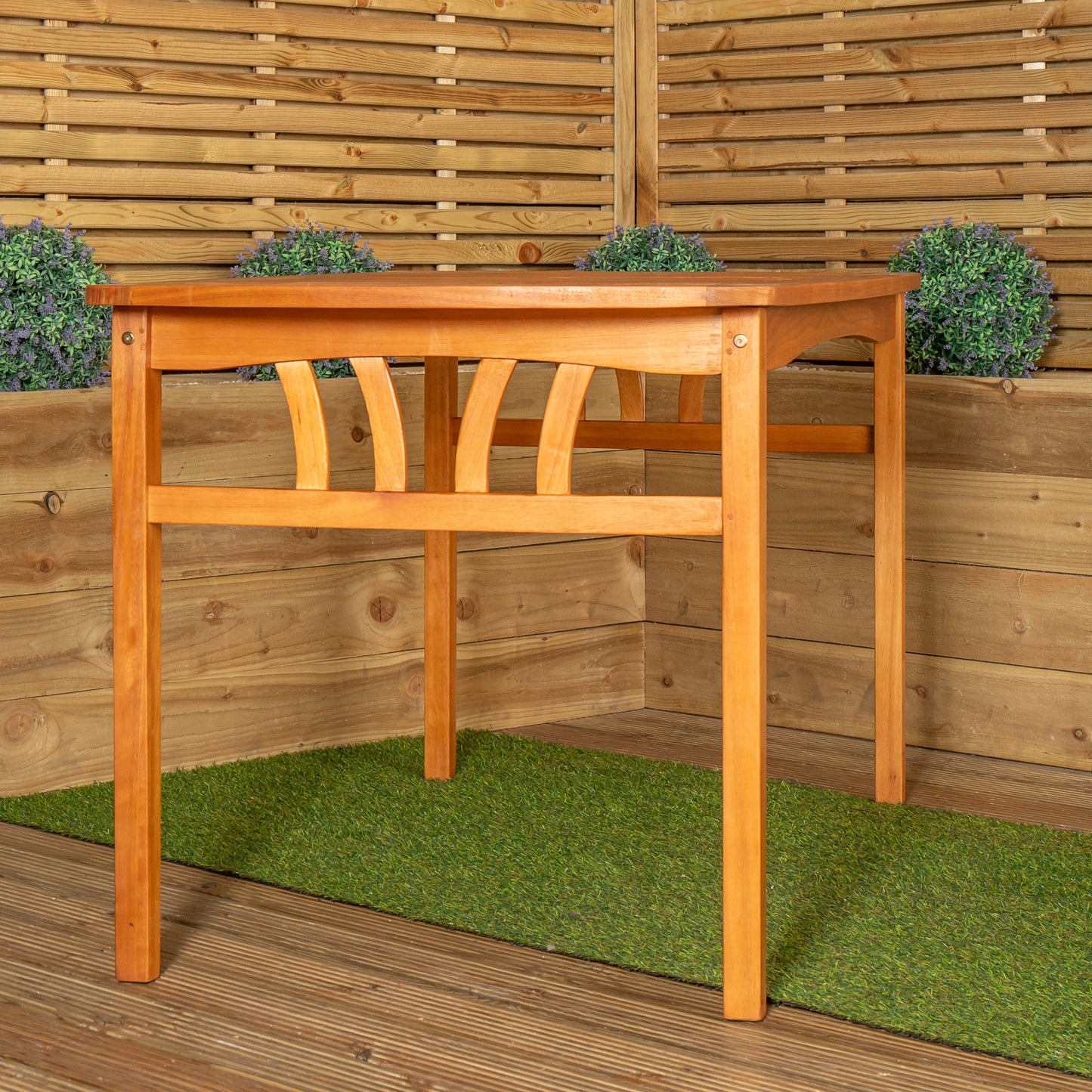 Outdoor 4 Person Rectangular Wooden Garden Dining Table with 2 Benches Furniture Set