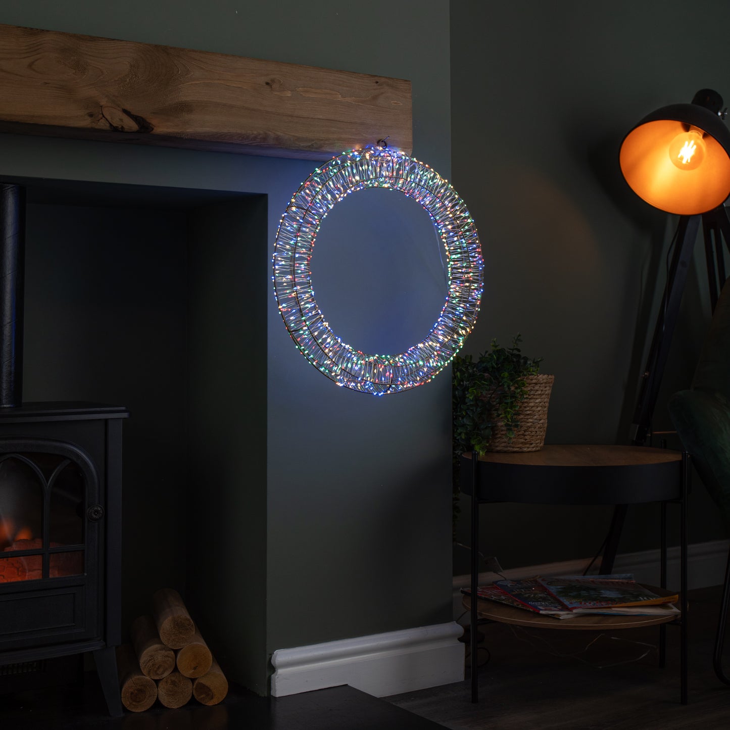 45cm Light up Christmas Wreath with 960 Multi-Coloured LEDs
