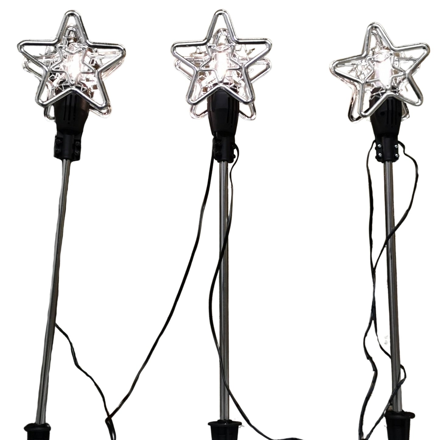 Set of 3 Christmas Star Flashing Warm White LED Connectable Pathfinder Lights