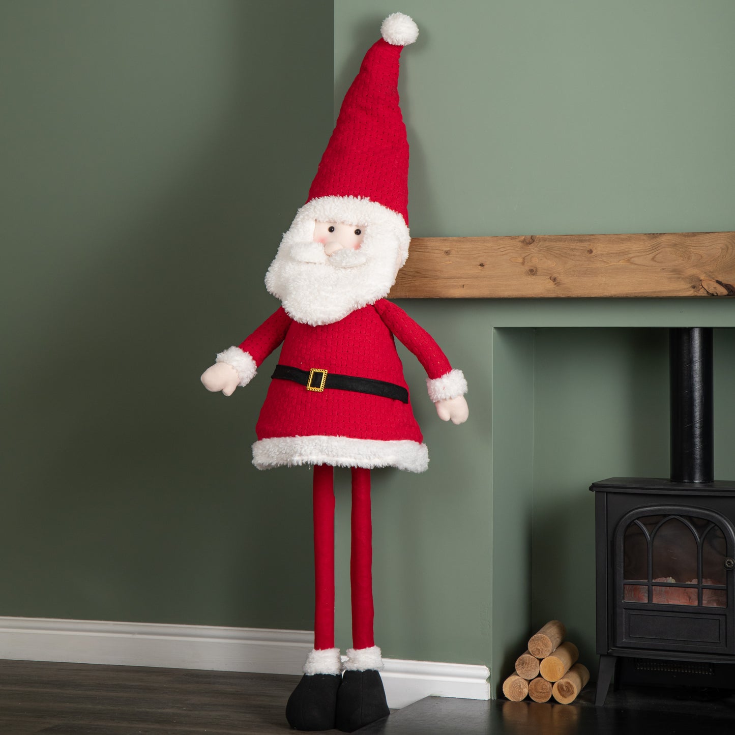 1.8m Tall Extendable Plush Santa Decoration with Telescopic Legs