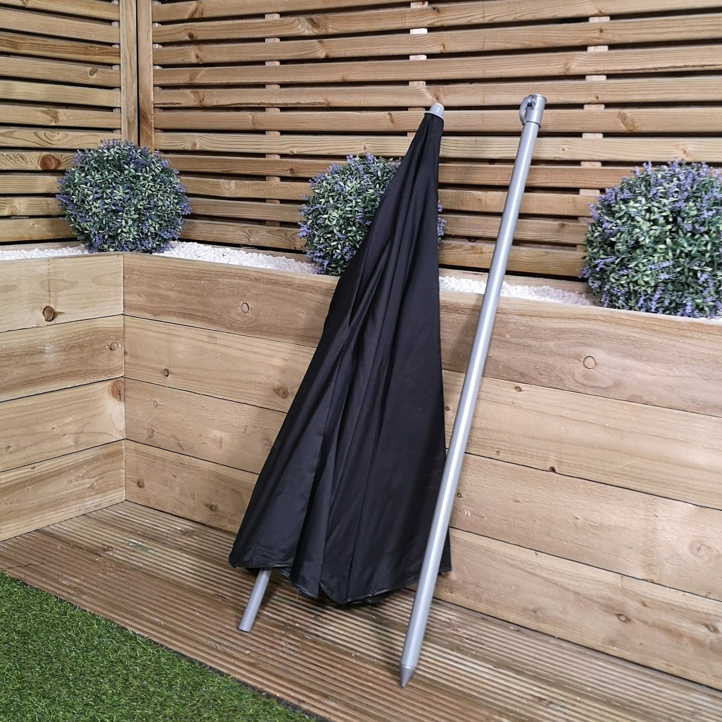 1.94m Lightweight Garden Parasol with Black Canopy