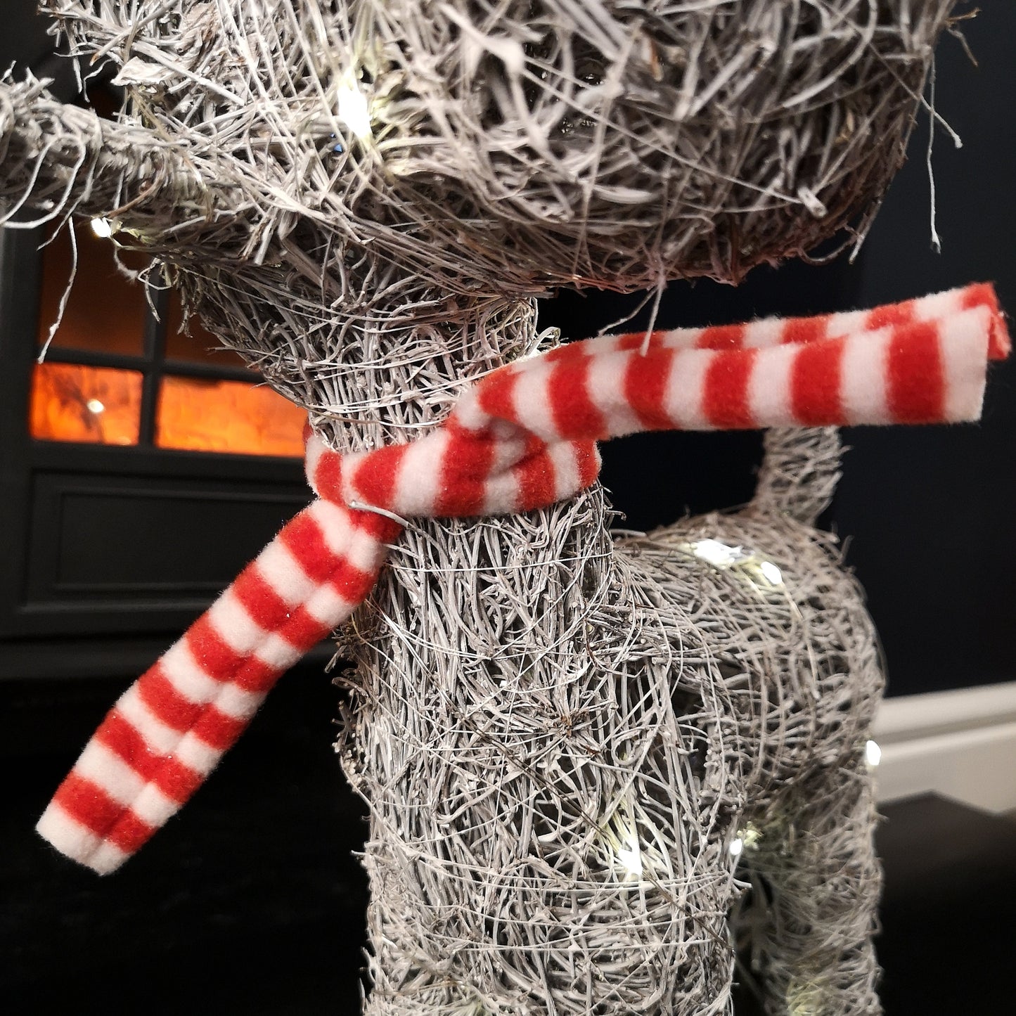 51cm Battery Operated Rattan Woven Blitzen Reindeer with Warm White LEDs