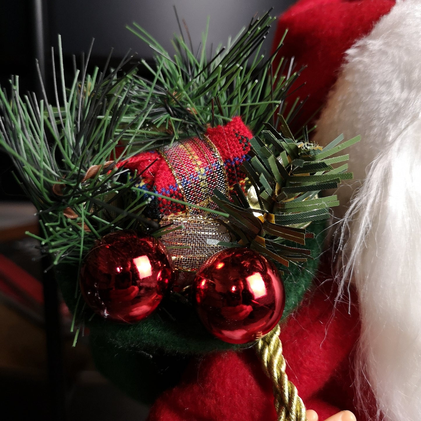 40cm Red Standing Santa Claus Indoor Decoration with Present and Green Sack