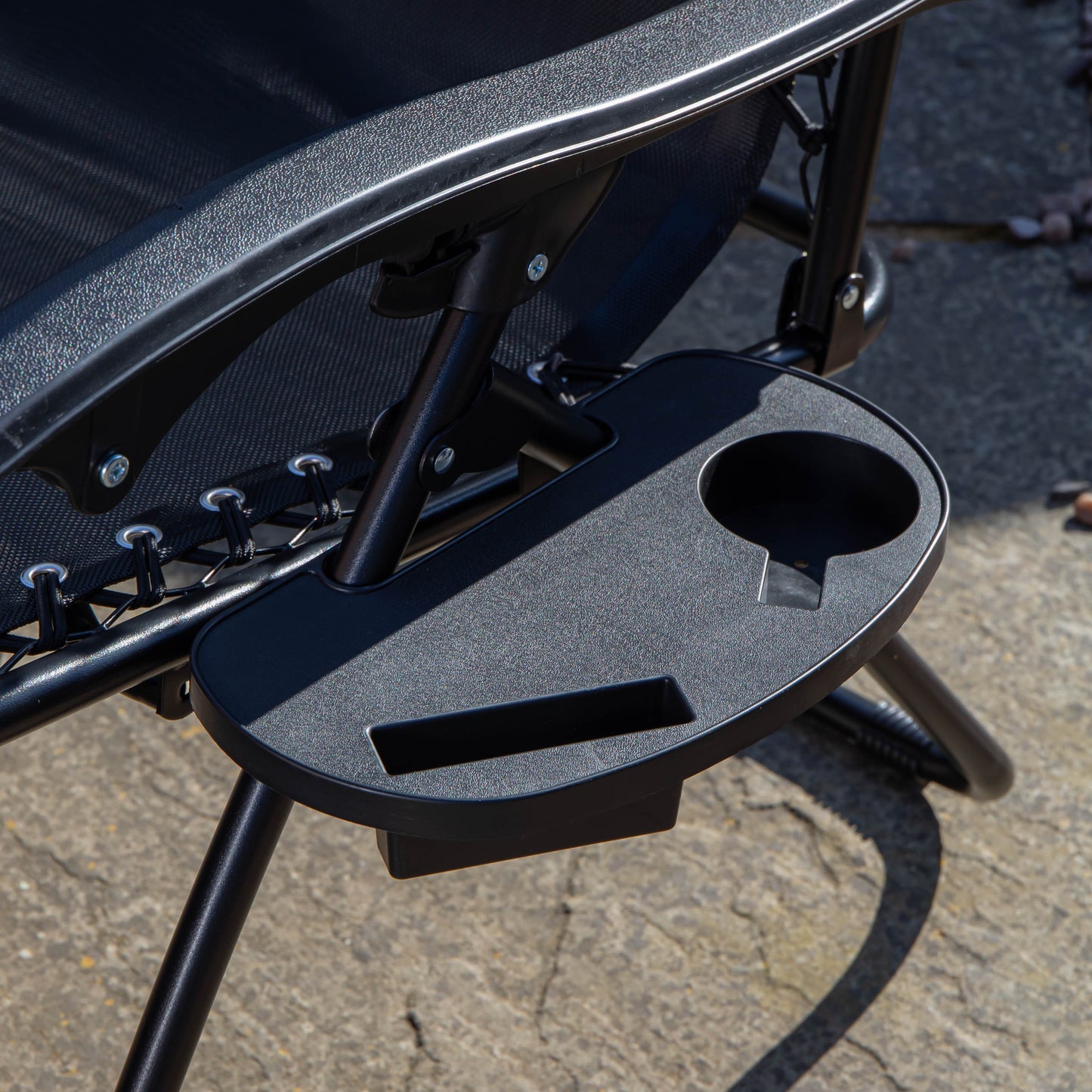 Set of 2 Black Multi Position Textoline Zero Gravity Garden Relaxer Chair Lounger