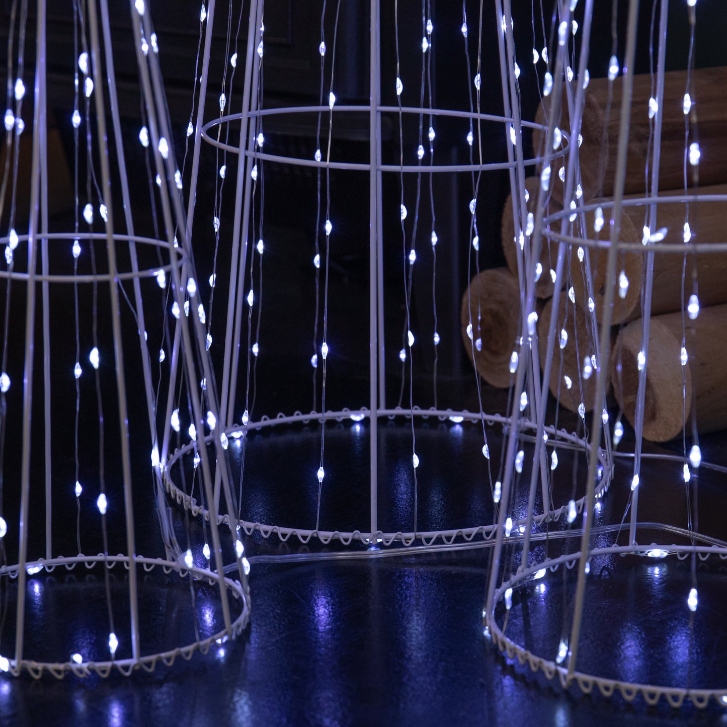 81cm Set of 3 Light up Christmas Dewdrop Cone Tree with 654 White LEDs