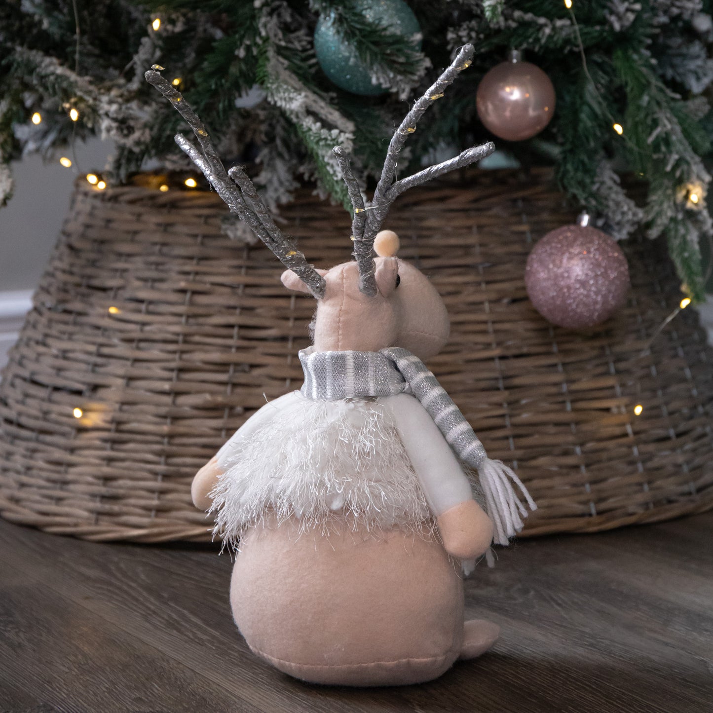 40cm Battery Operated Plush Christmas Reindeer with LED Lit Antlers