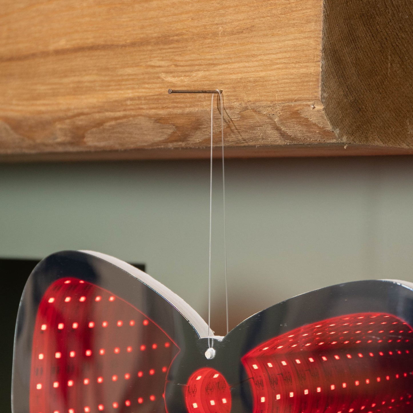 32cm Light up Hanging Bow Infinity Christmas Decoration with Red LEDs