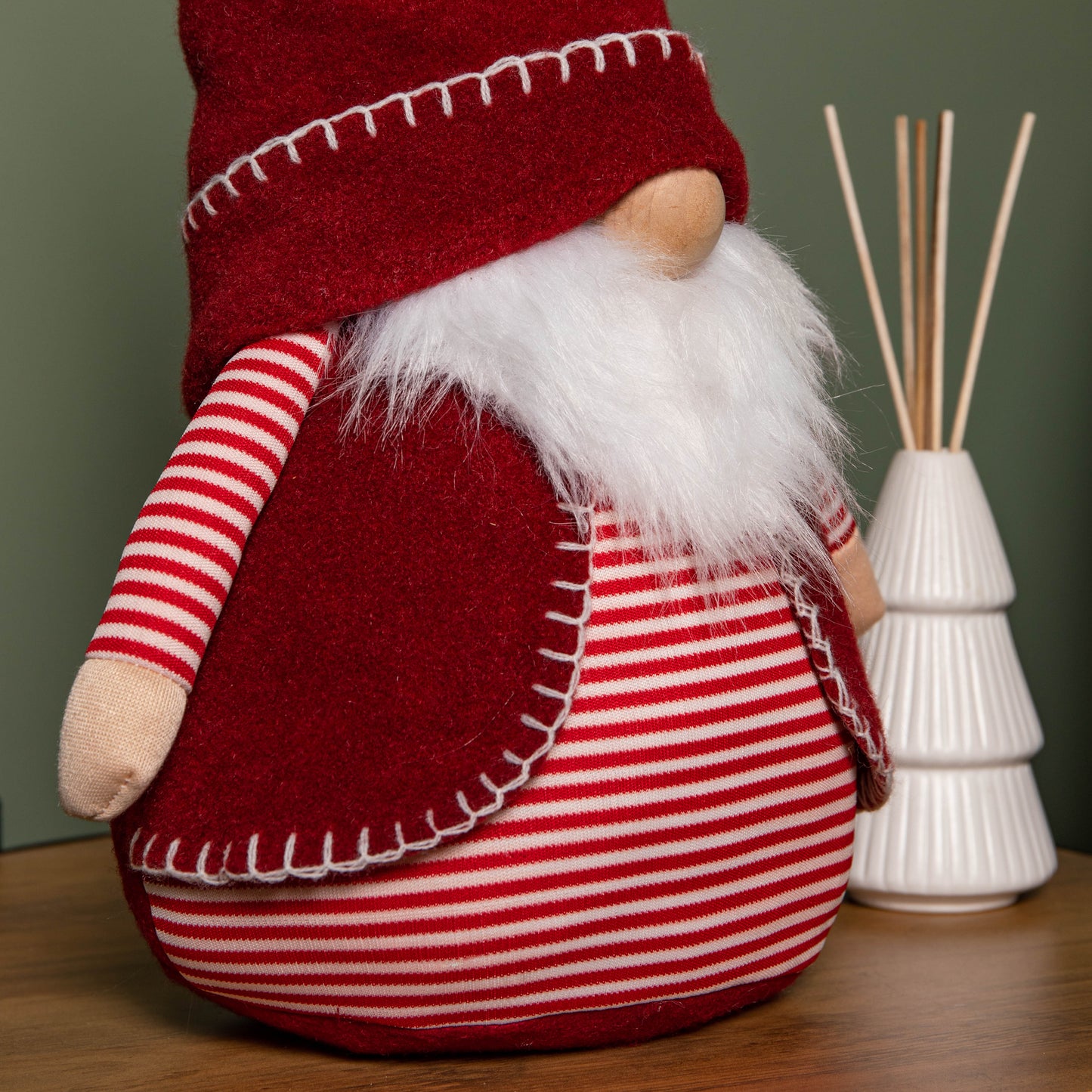 45cm Red and White Stripe Sitting Christmas Gonk Decoration