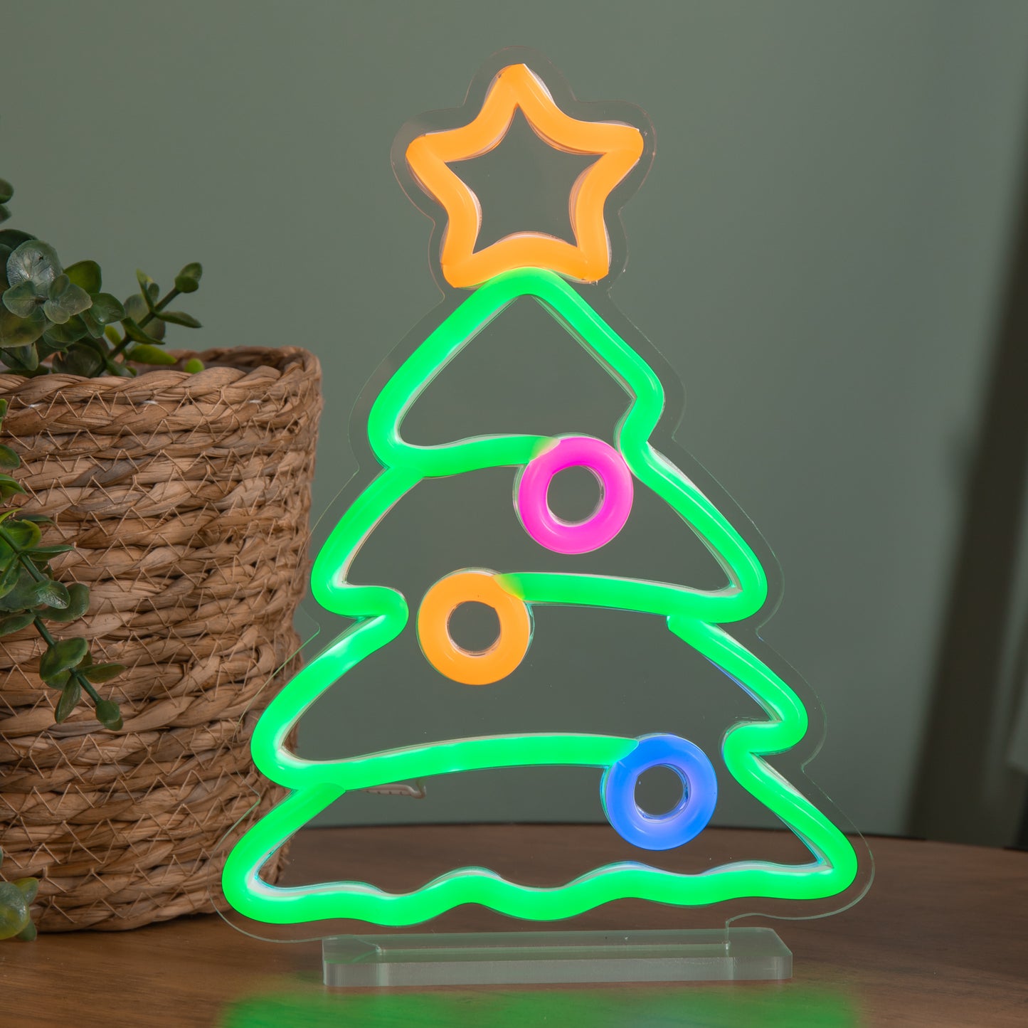 25cm Light up Christmas Tree Table Top Neon Sign