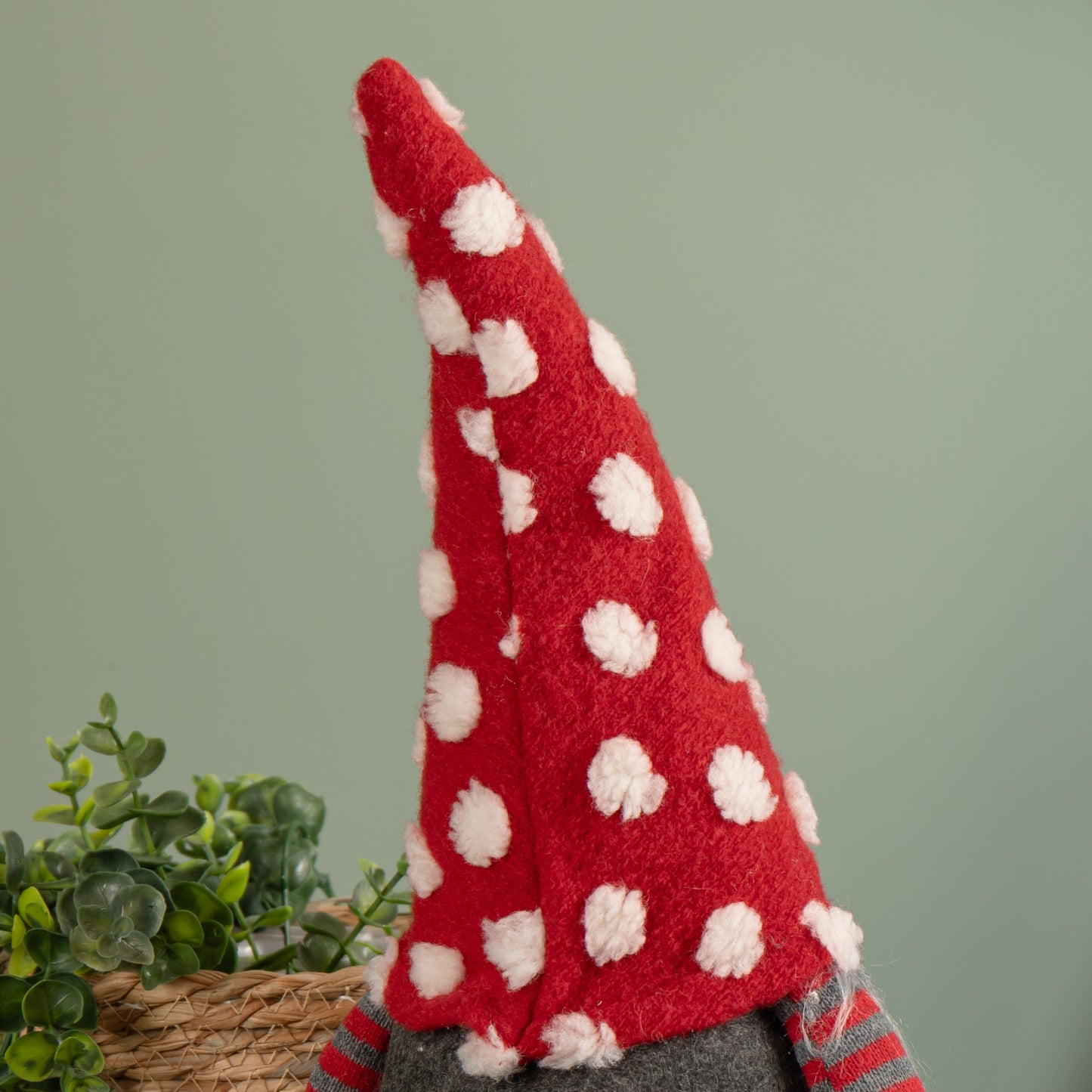 39cm Festive Grey & Red Bearded Christmas Gonk with White Polka Dot Hat