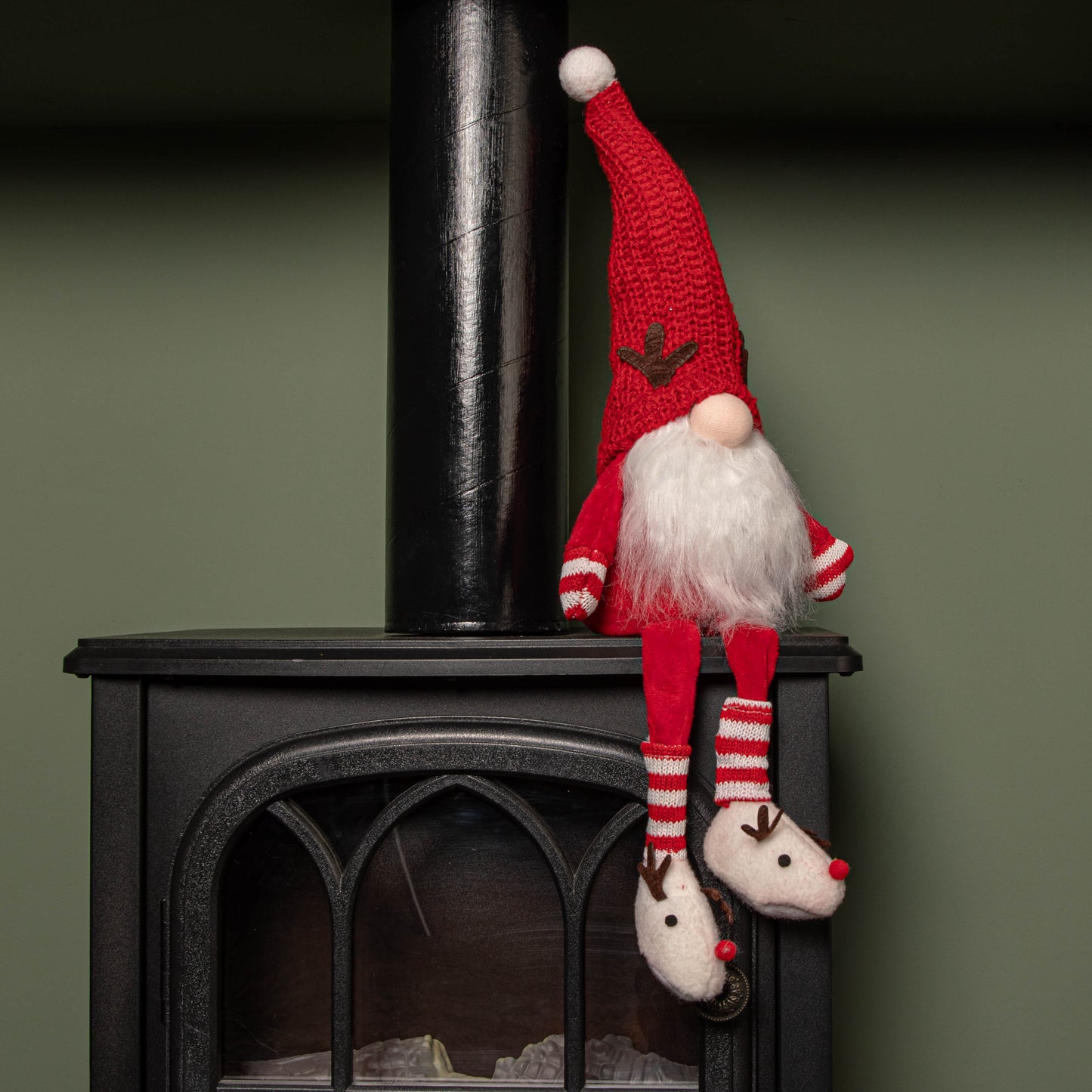 55cm Red and White Sitting Mr Claus Christmas Gonk with Dangly Legs