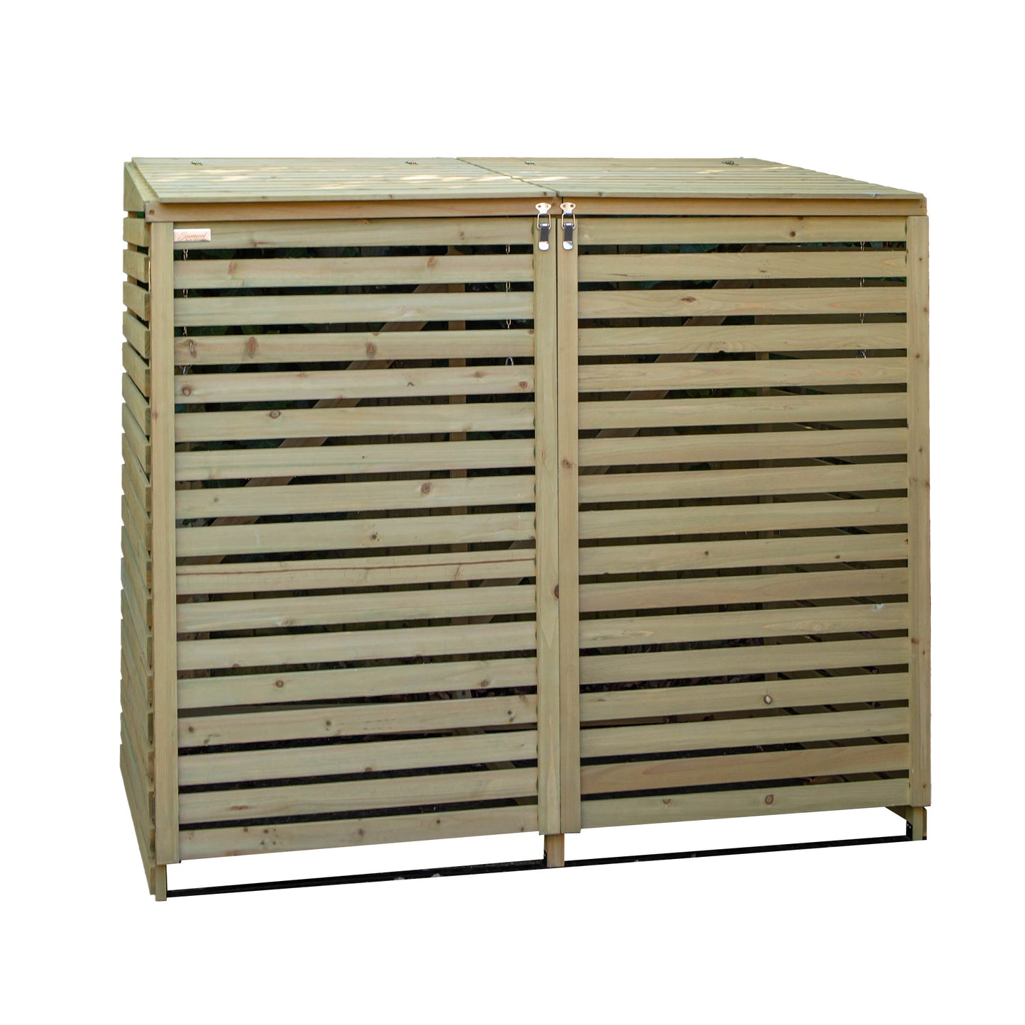 Factory Seconds: 1.34m x 1.2m Large Wooden Outdoor Garden Double Wheelie Bin Store Storage for 2 Bins