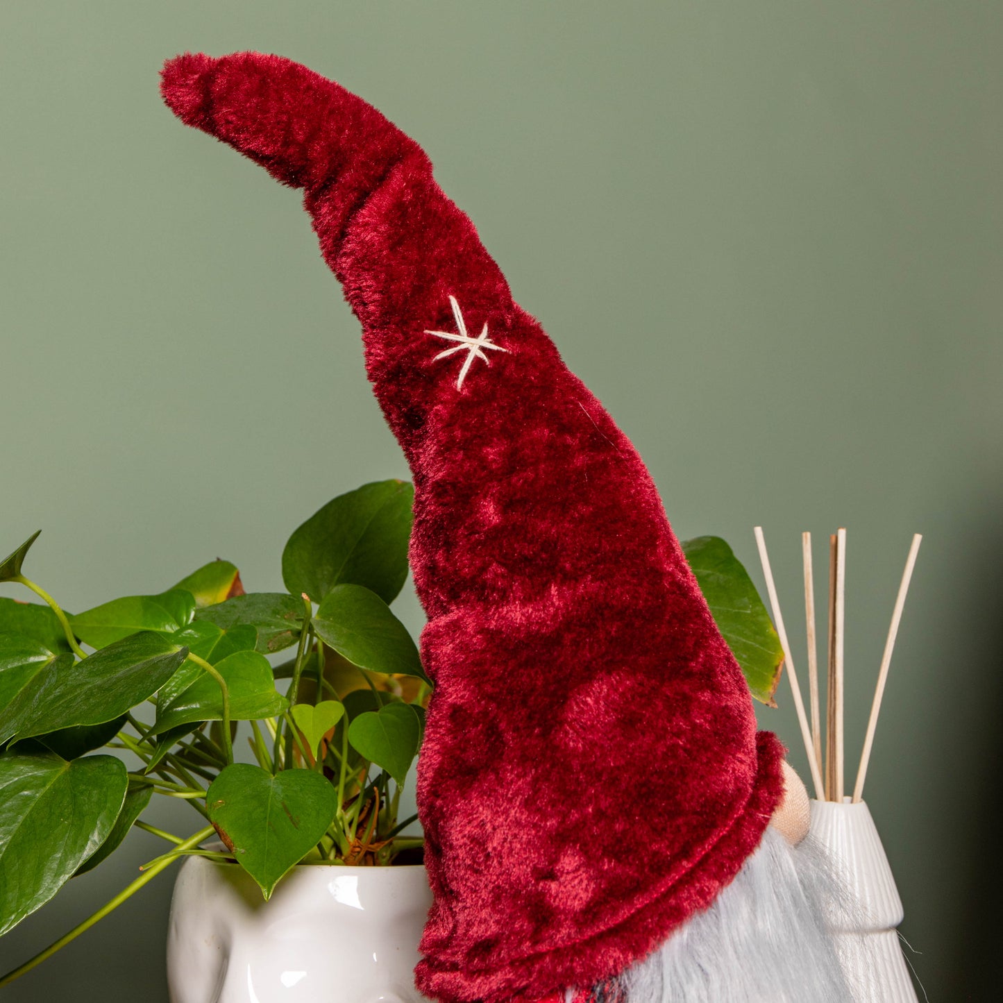 48cm Red Tartan Sitting Christmas Gonk with Snowflake Hat