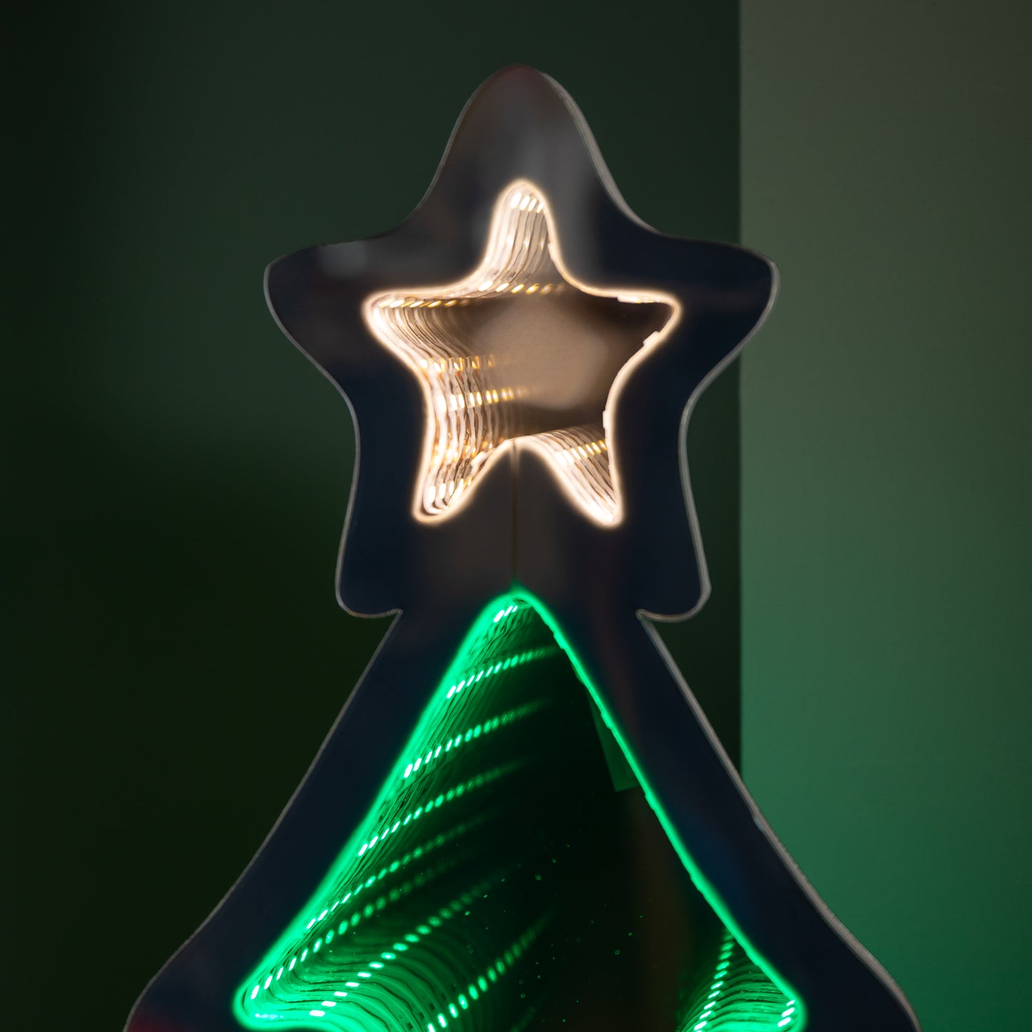 60cm Light up Christmas Tree Infinity Decoration with Green LEDs on Metal Base