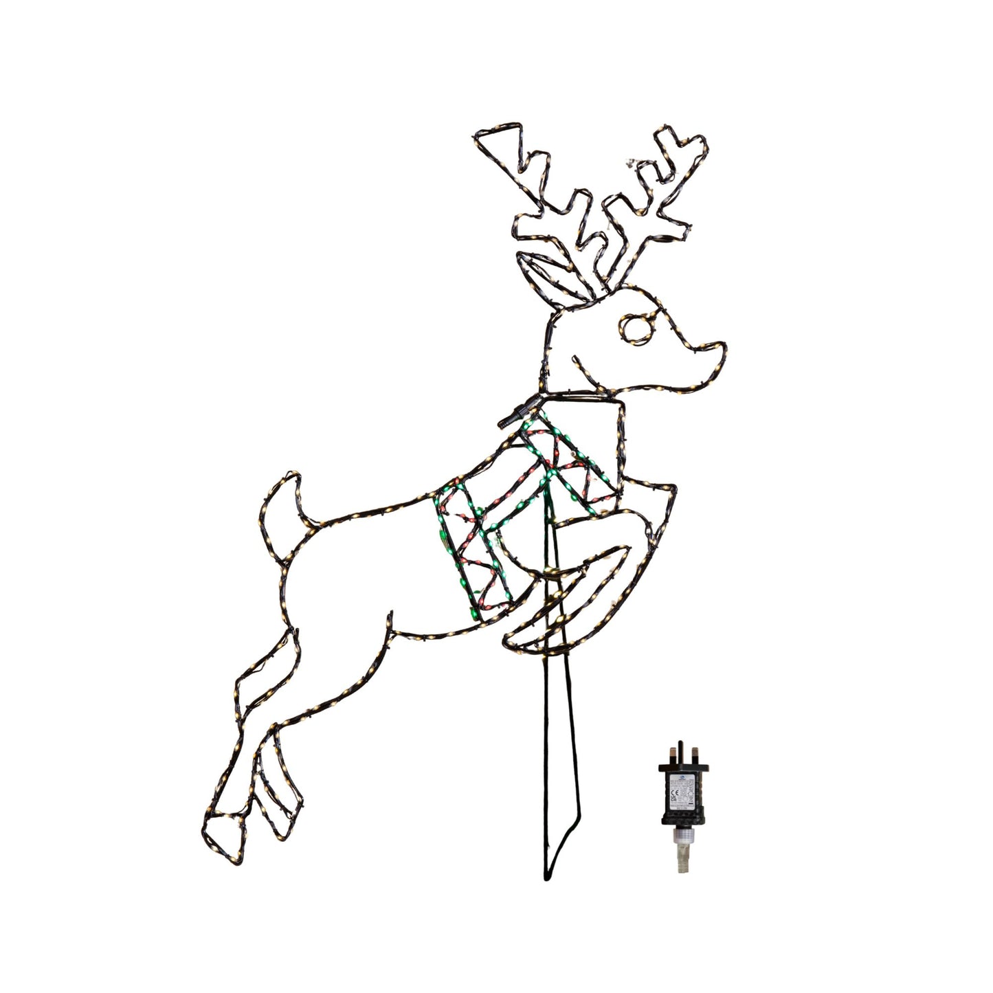 1.1m x 73cm Light up Prancing Christmas Reindeer with 350 Multi-Coloured LEDs