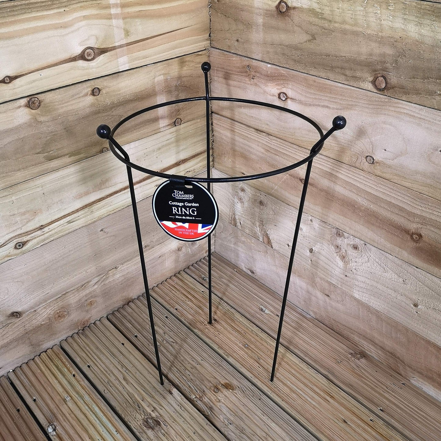 2 Pack of Small 60cm x 35cm Heavy Duty Black Steel Herbaceous Garden Plant Support Ring