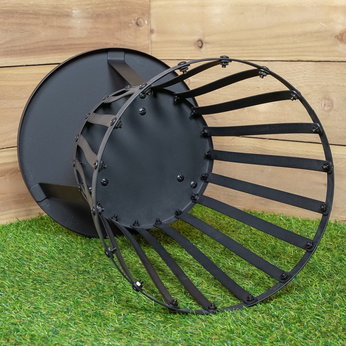 Set of 2 35cm Outdoor Black Steel Garden Log Burner Fire Basket