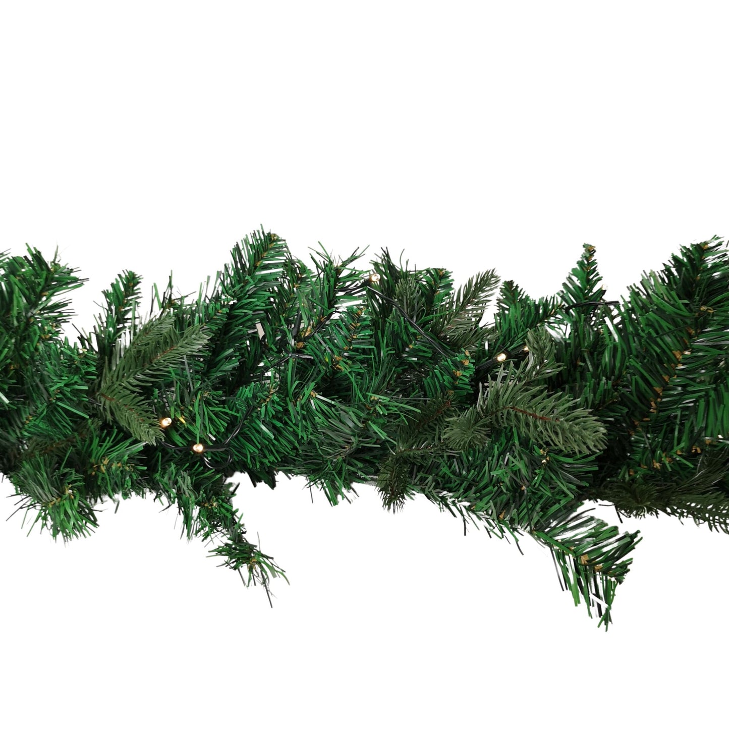 1.8m Plain Green Christmas Garland with 164 Tips and 50 Warm White LED Lights