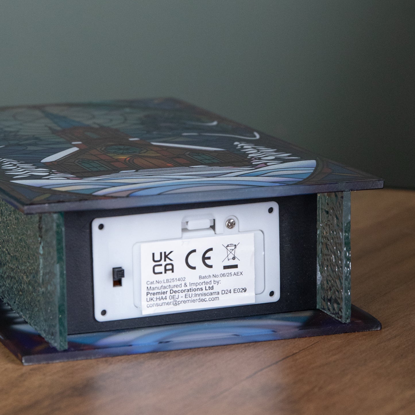 21cm Battery Operated Light up Double Sided Stained Glass Victorian Church Decoration with LEDs