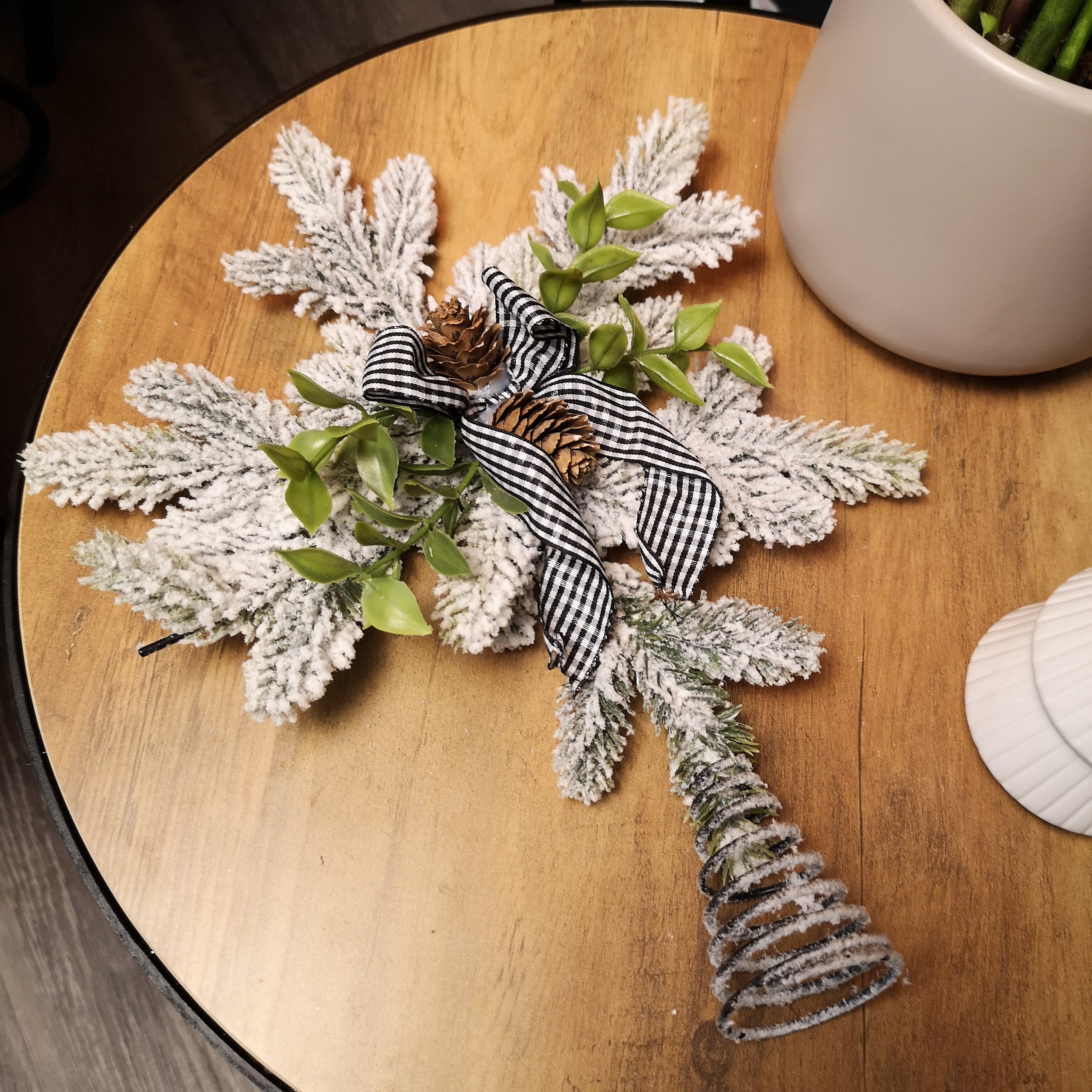33cm White Fir Snowflake with Pinecones and Berries Christmas Tree Topper