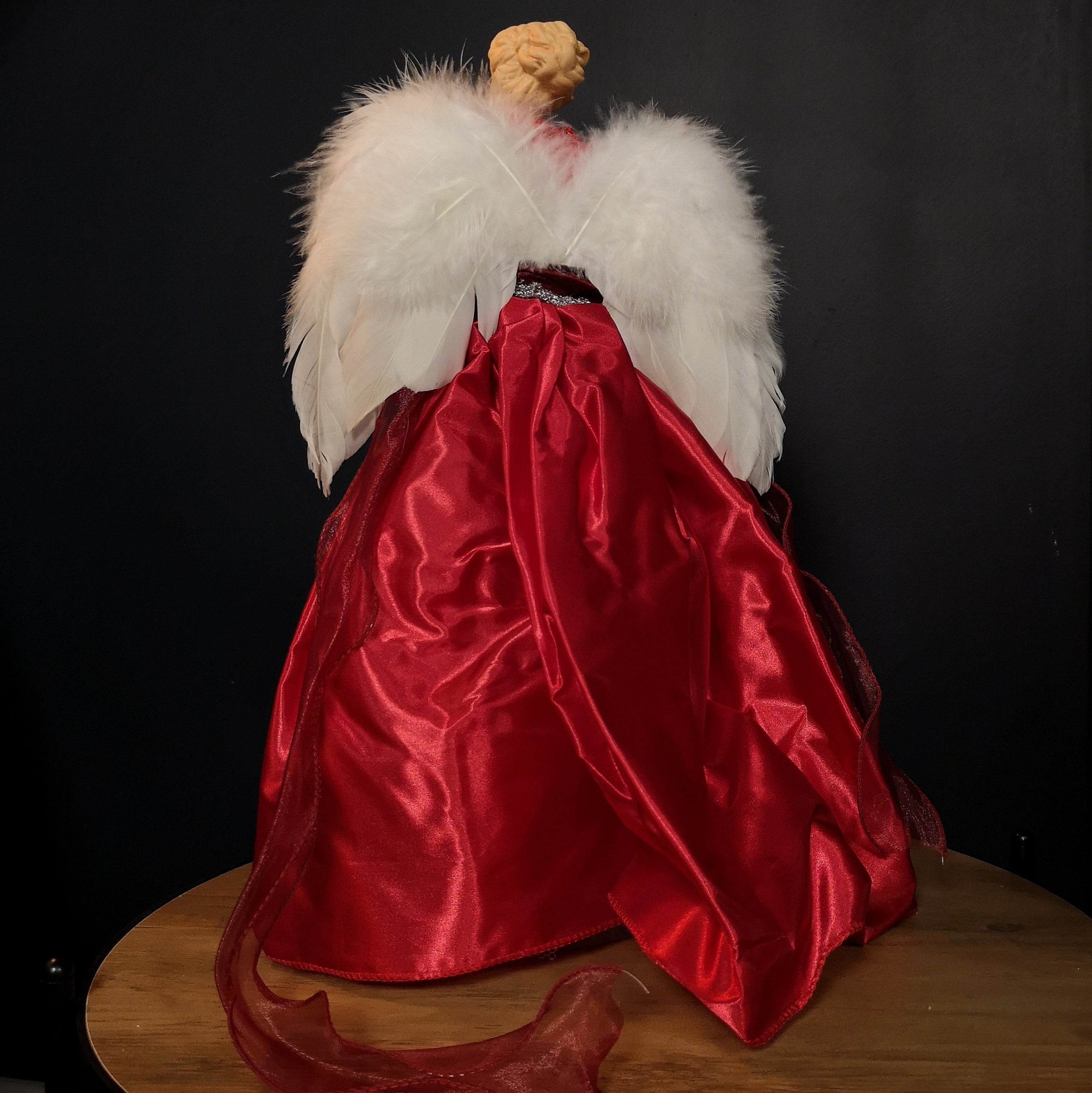 45cm Premier Christmas Angel Tree Topper Decoration in Red and Silver