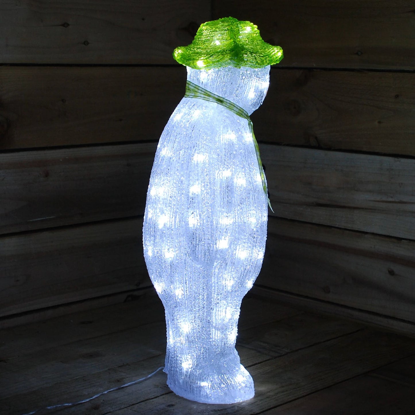 55cm Light Up Acrylic Snowman Christmas Decoration with 100 Ice White LEDs