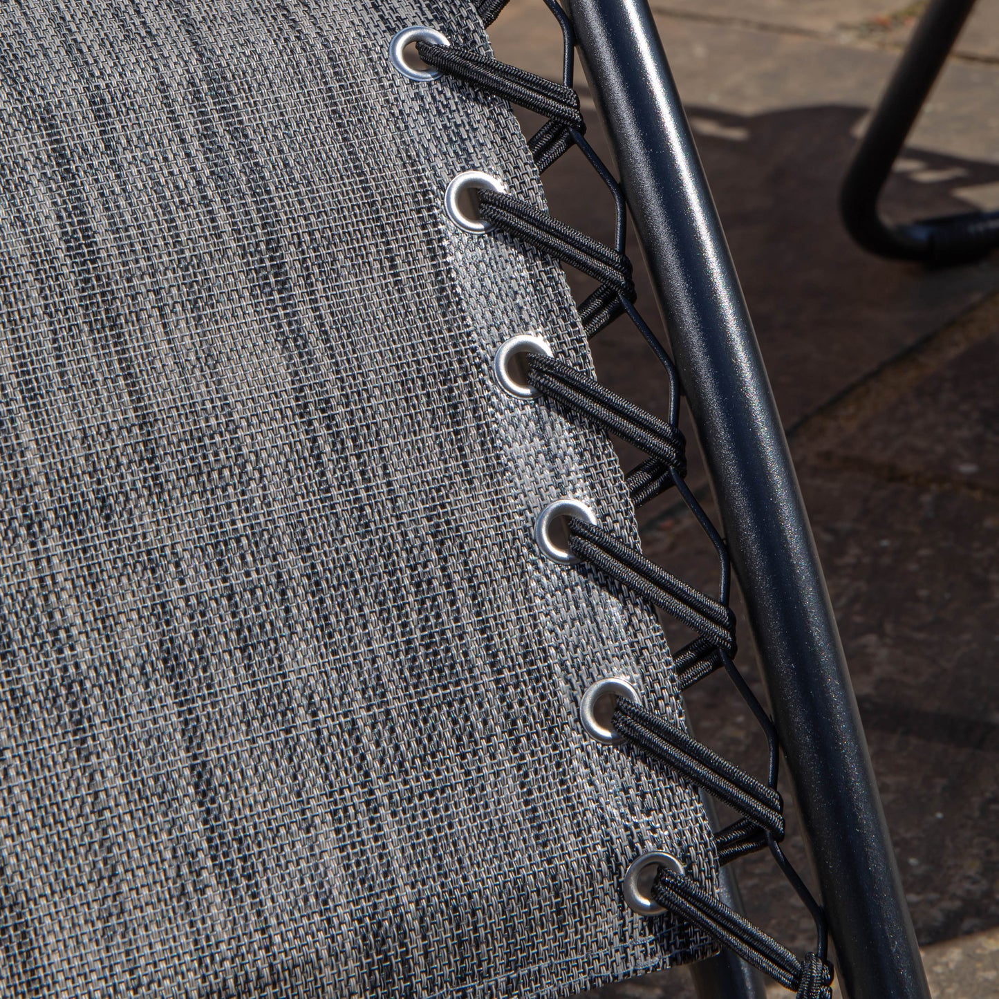 Pack of 2 Multi Position Garden Gravity Relaxer Chair Sun Loungers with Sun Canopy in Grey