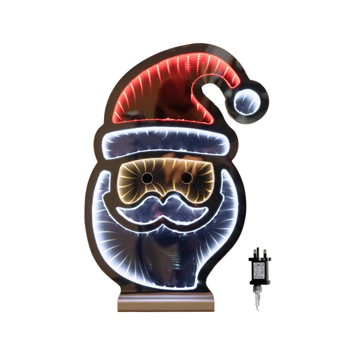 40cm Light up Santa's Face Infinity Christmas Decoration with Red and White LEDs