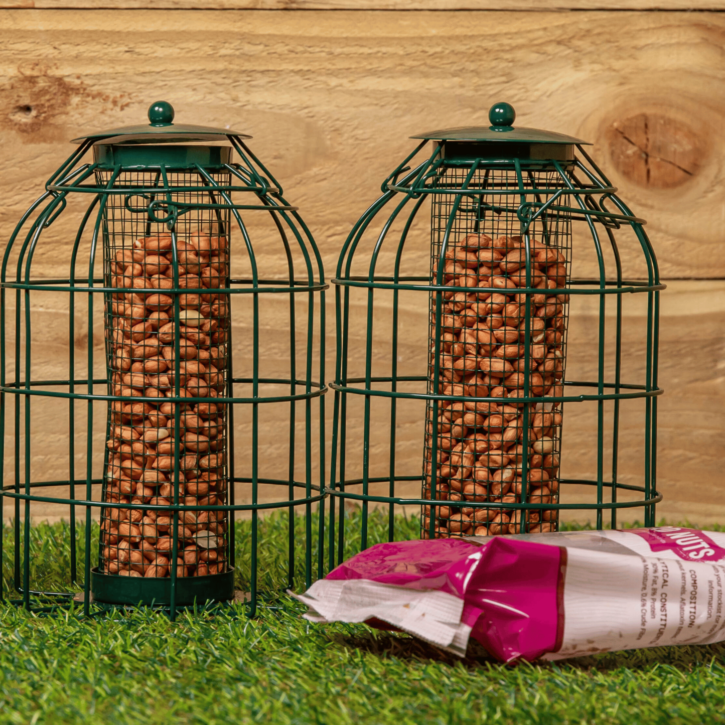 Pack of 2 Samuel Alexander Metal Hanging Bird Nut Feeder with Squirrel Guard & Pack of Nut Feed