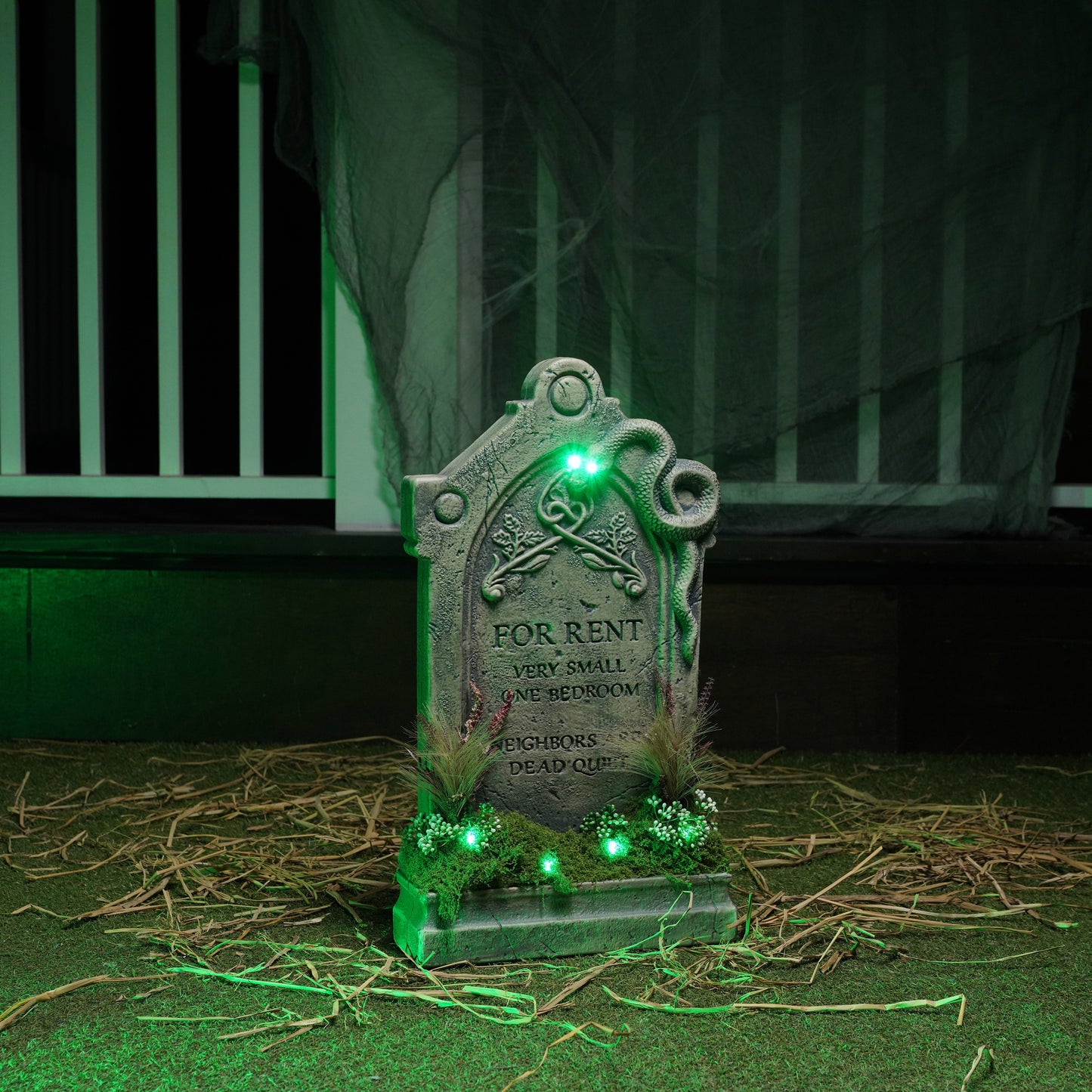 60cm (2ft) "For Rent" Halloween Graveyard Tombstone with LED Lights