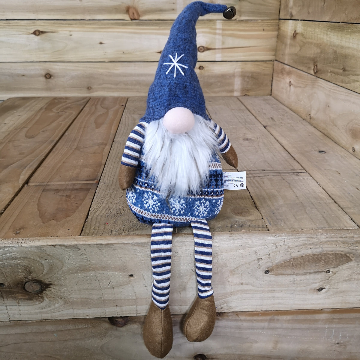 48cm Tall Christmas Gnome Gonk Nordic Decoration Blue Body Hat Bell Dangly Legs