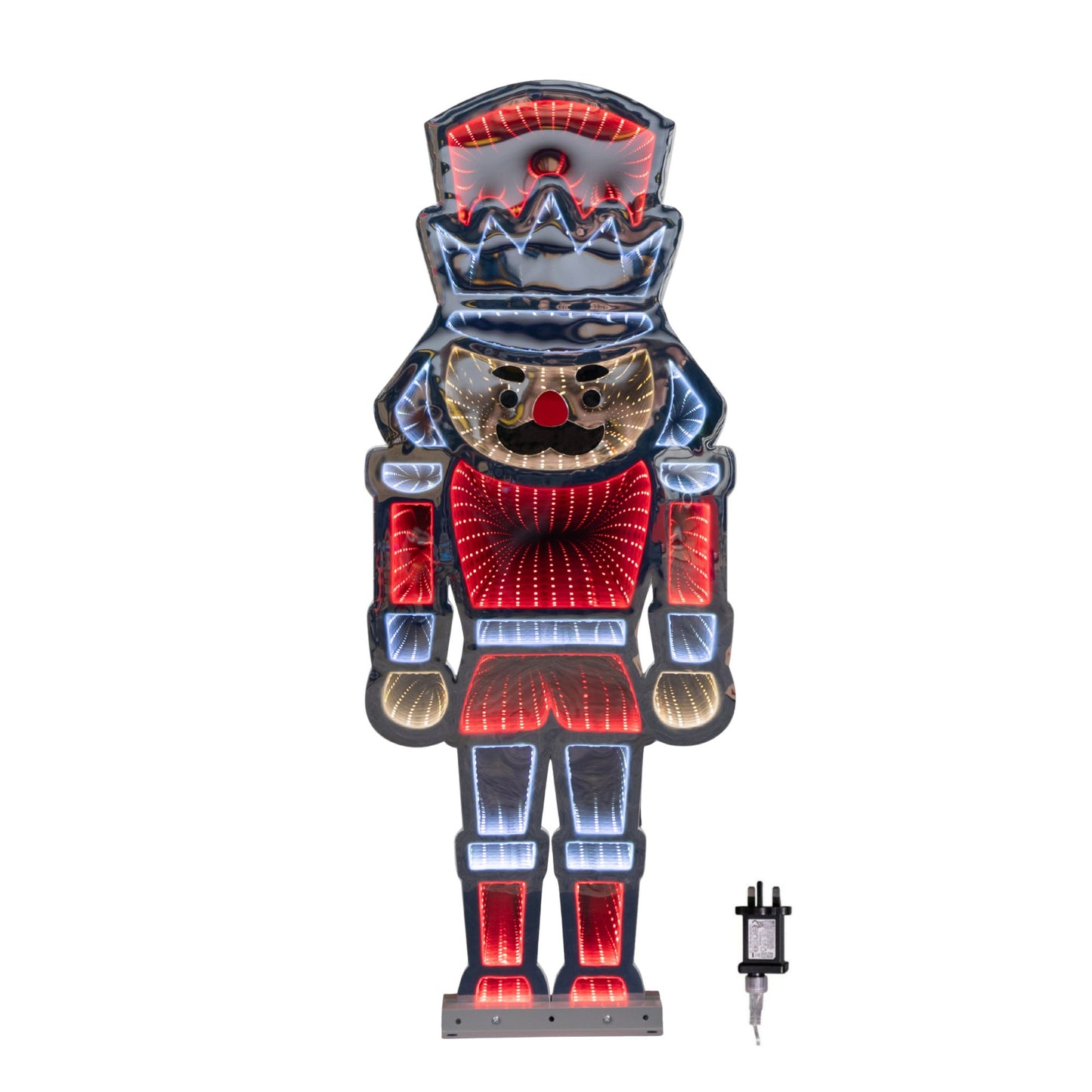 87cm LED Infinity Standing Christmas Nutcracker Decoration with Metal Base in Red & White