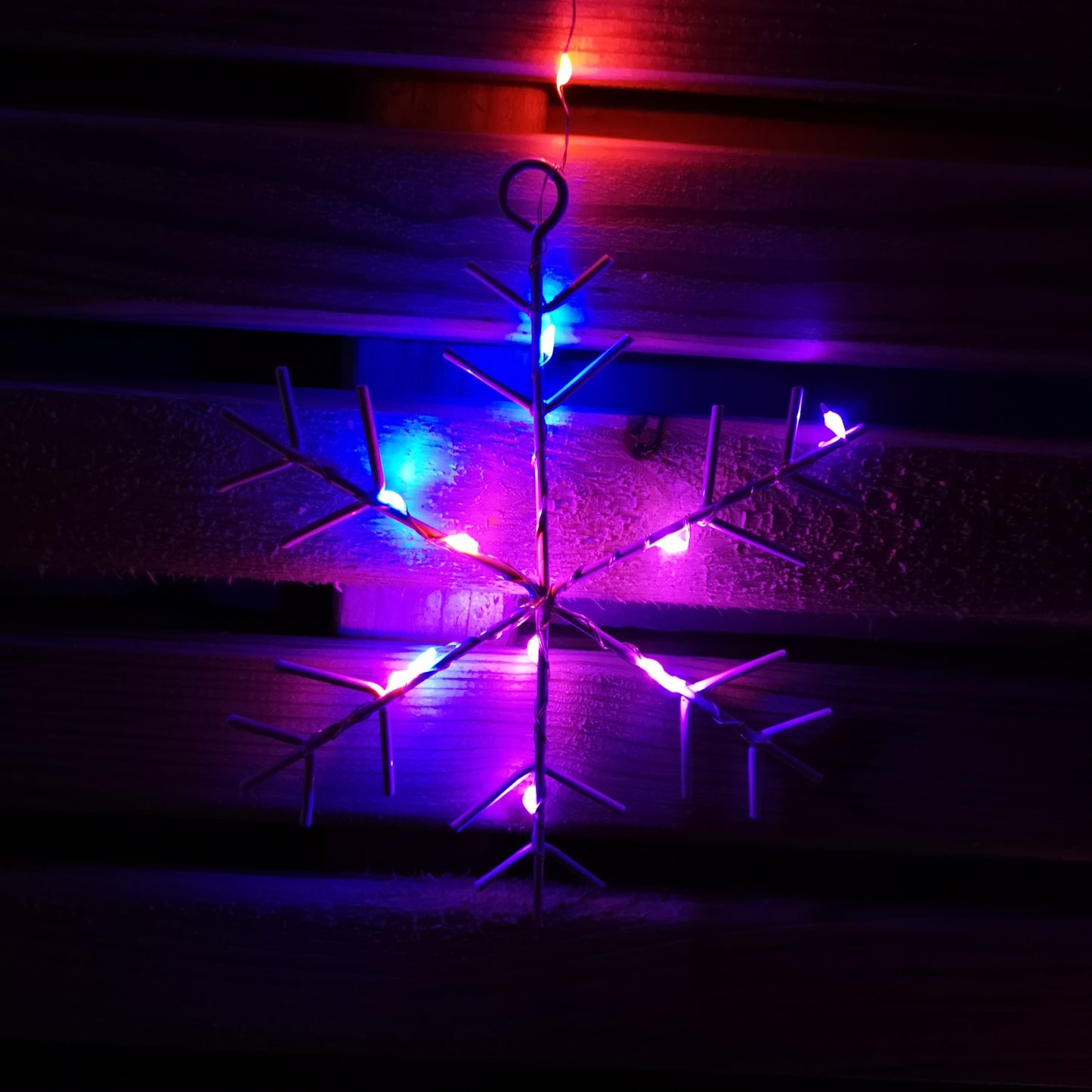 1.2m Battery Operated Snowflake Curtain Christmas Lights with 147 Rainbow LEDs