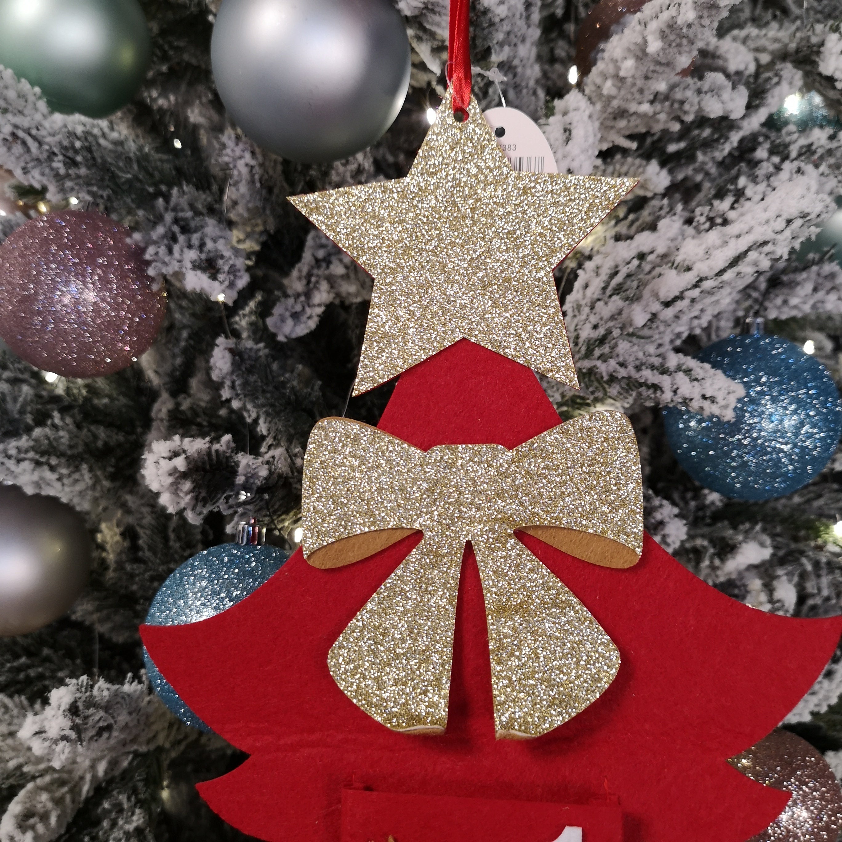 90cm Fabric Tree Shape Advent Calendar Christmas Decoration in Red