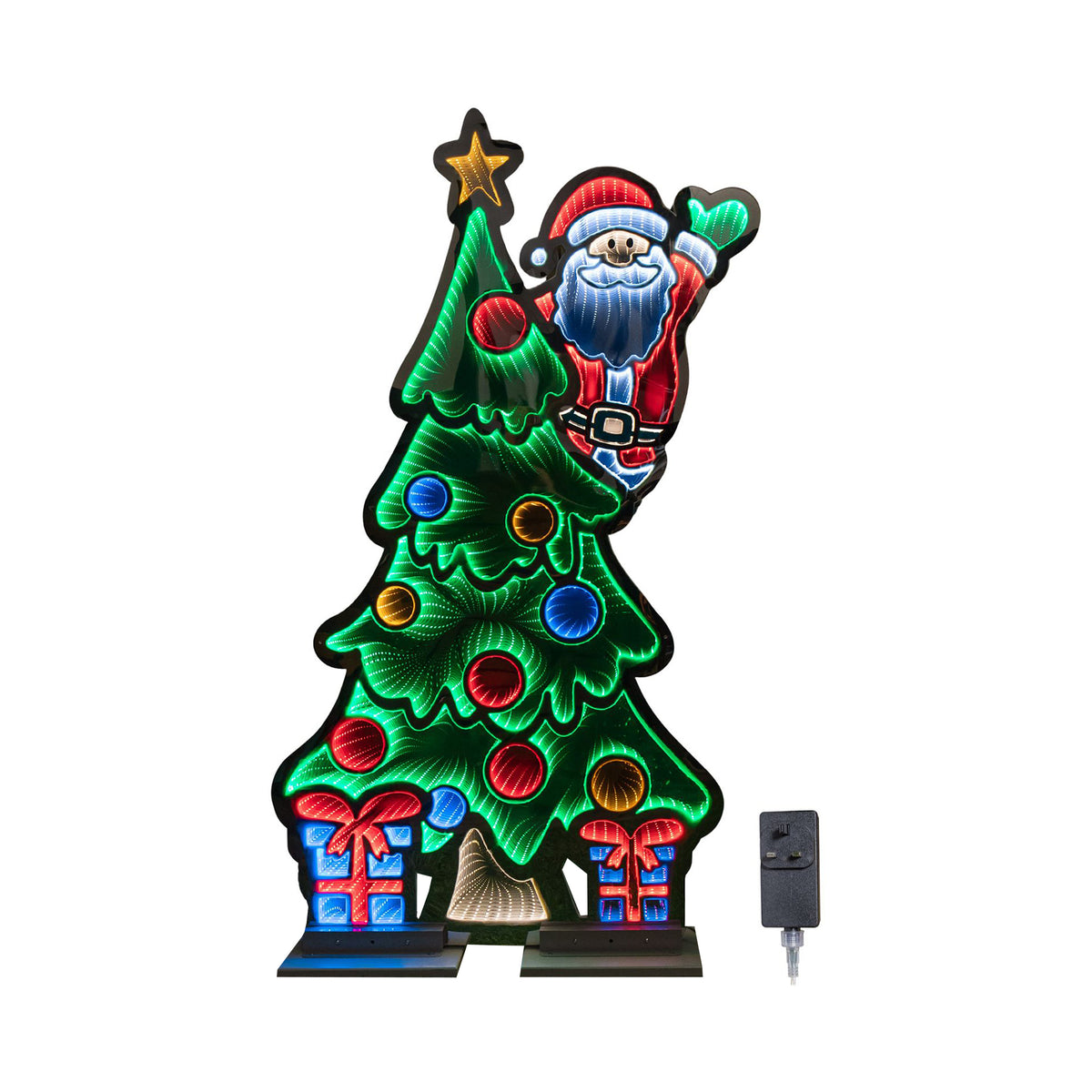 1.2m Light up Christmas Tree with Santa Infinity Decoration with Multi-Coloured LEDs