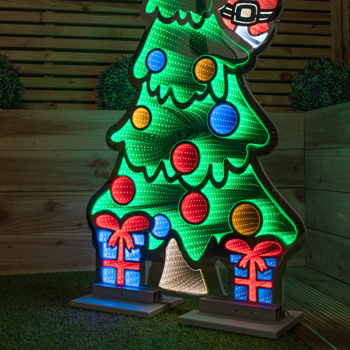 1.2m Light up Christmas Tree with Santa Infinity Decoration with Multi-Coloured LEDs