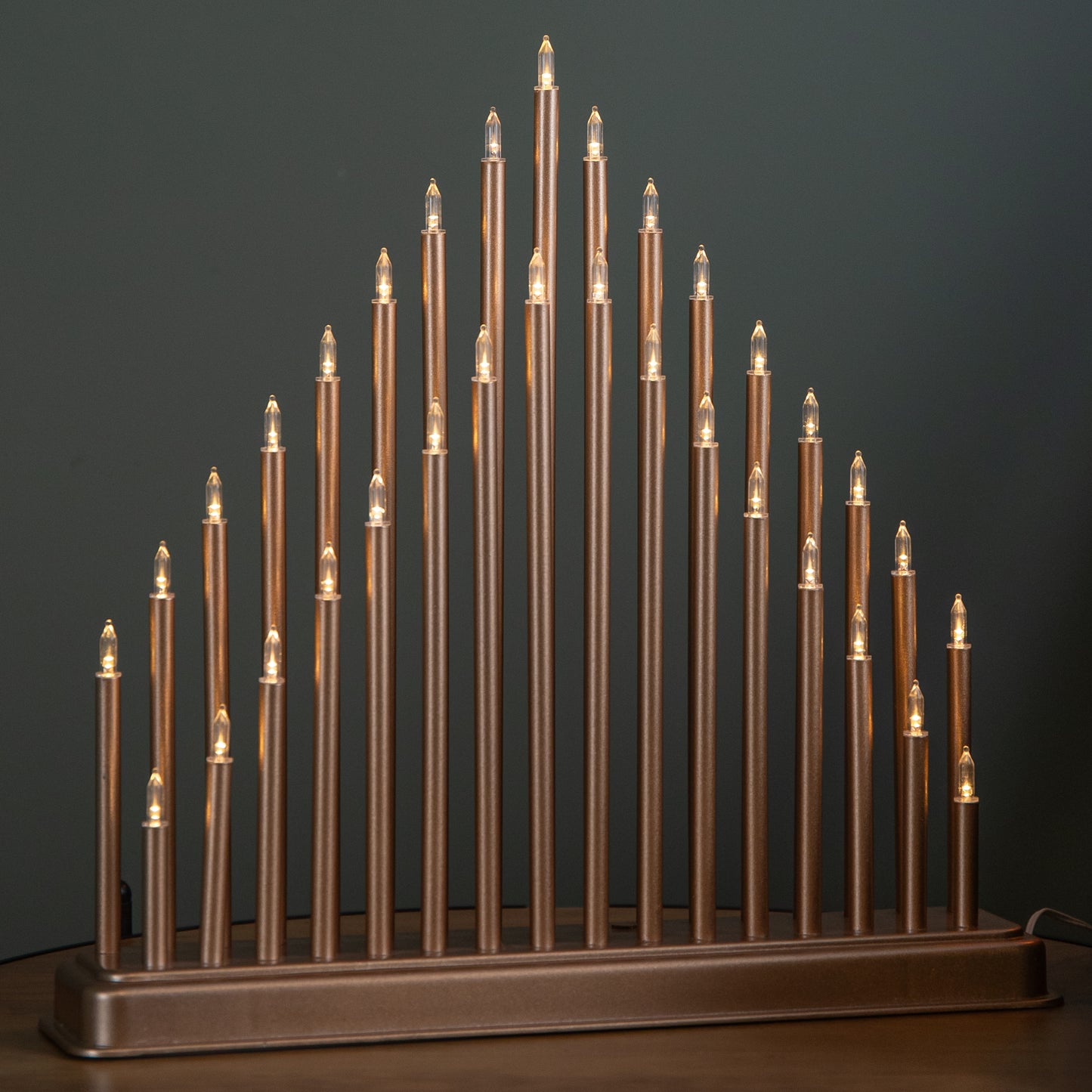 36cm Light up Rose Gold Christmas Candlebridge with 33 LEDs in Warm White