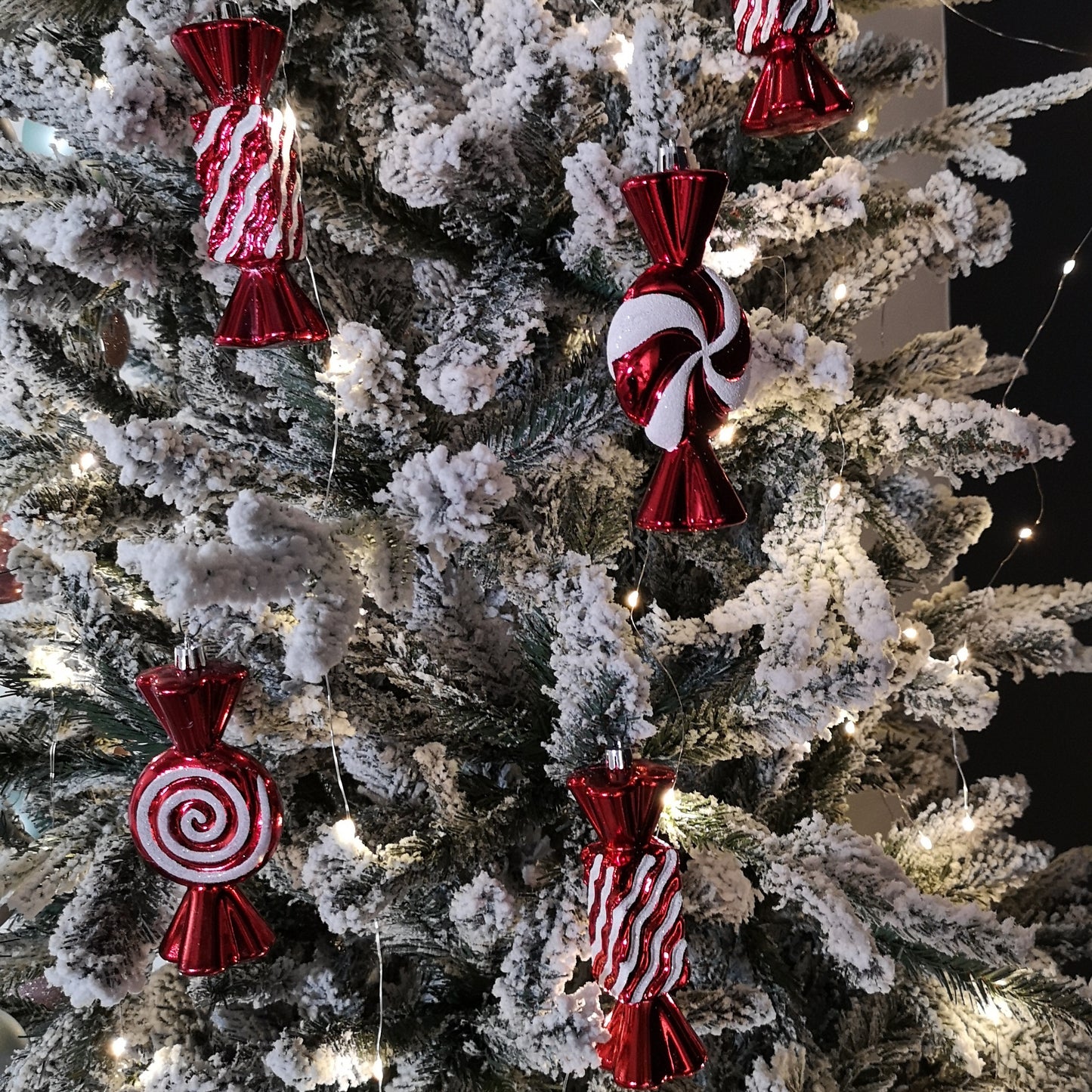 Pack of 5 15cm Red & White Candy Stripe Sweet Shatterproof Christmas Decoration