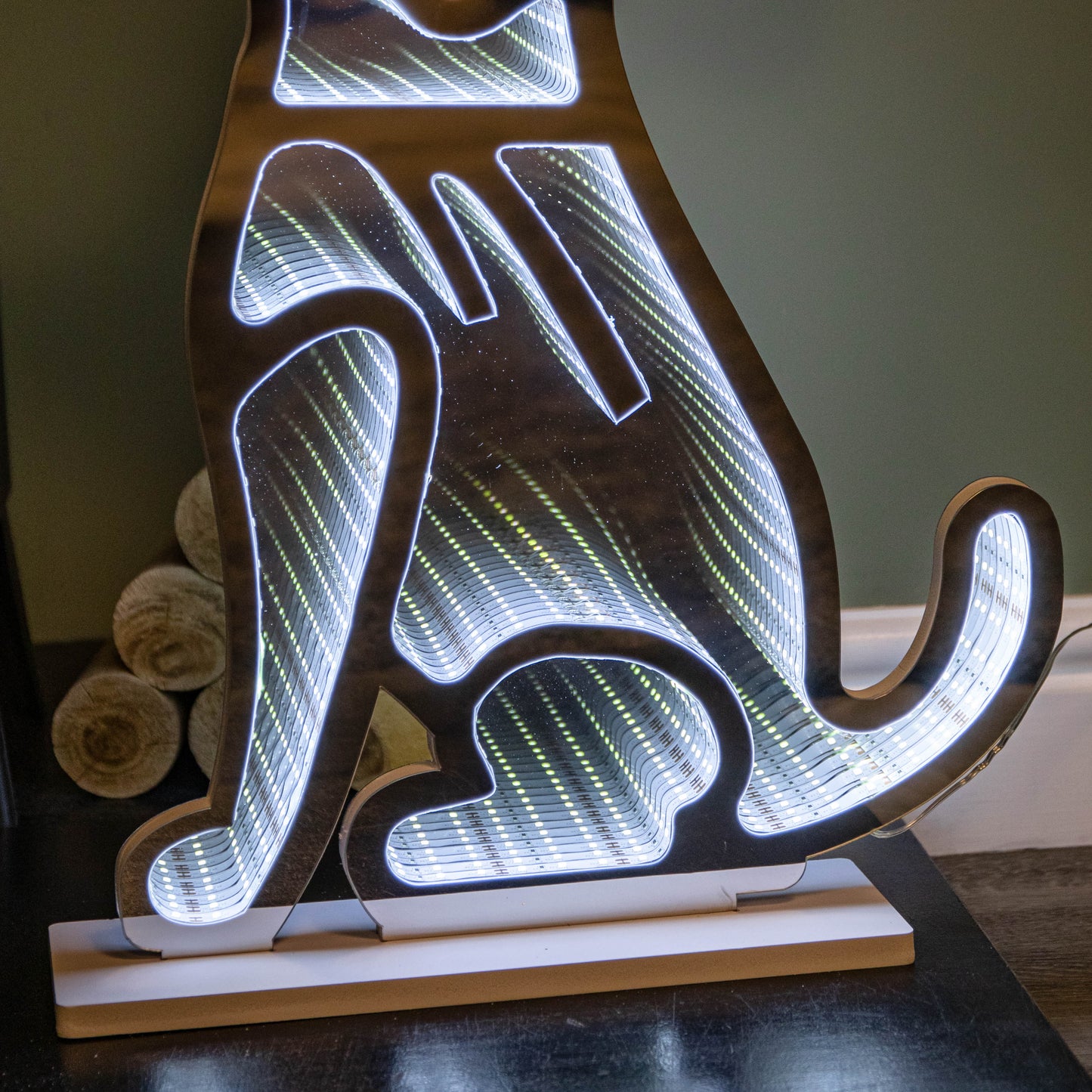 60cm Light up Sitting Dog in Santa Hat Infinity Christmas Decoration with LEDs