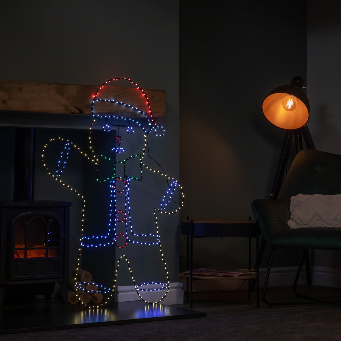 1.2m x 90cm Light up FlexiBright Gingerbread Man Decoration with 456 Twinkling Multi-Coloured LEDs